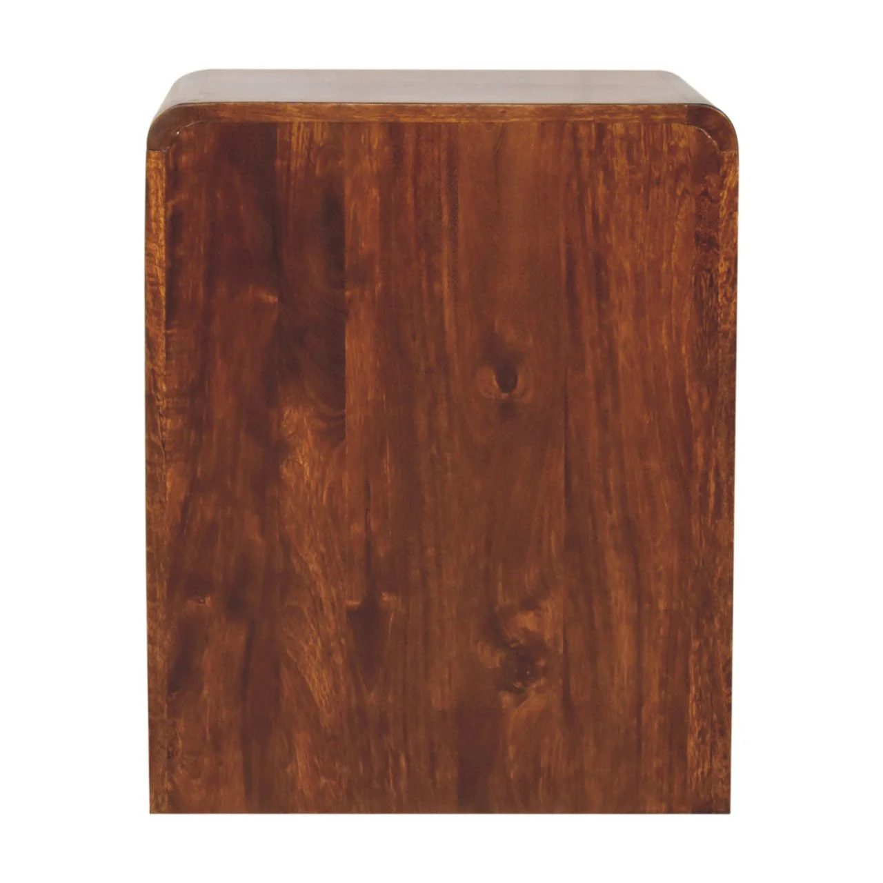 Solid Wood Bedside, T-Bar Rounded, 1 Drawer, 1 Open Slot, Dark Brown Chestnut - Image 2