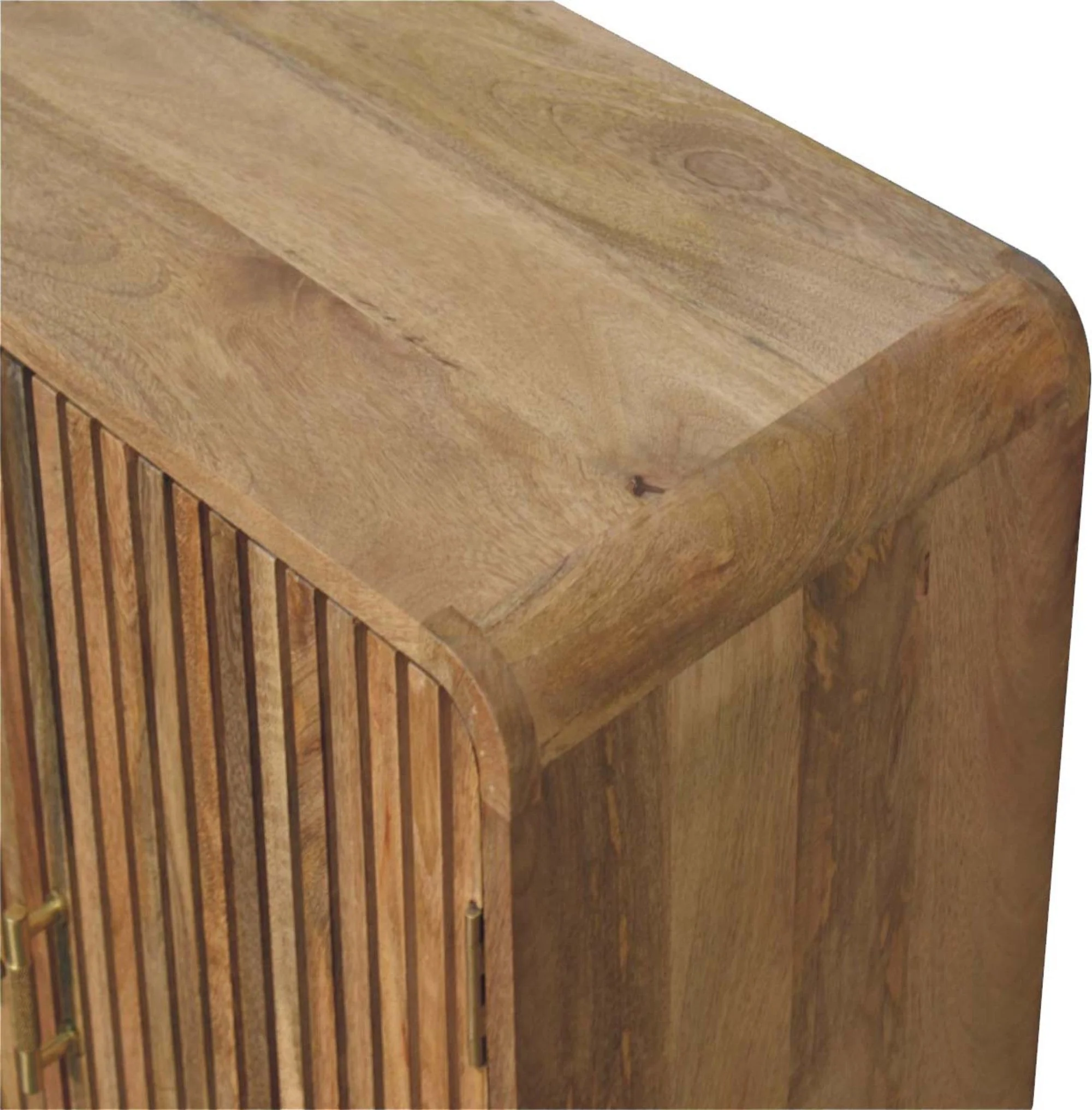 Solid Wood Cabinet, T-bar Ridged 2 Doors, Light Brown - Image 3
