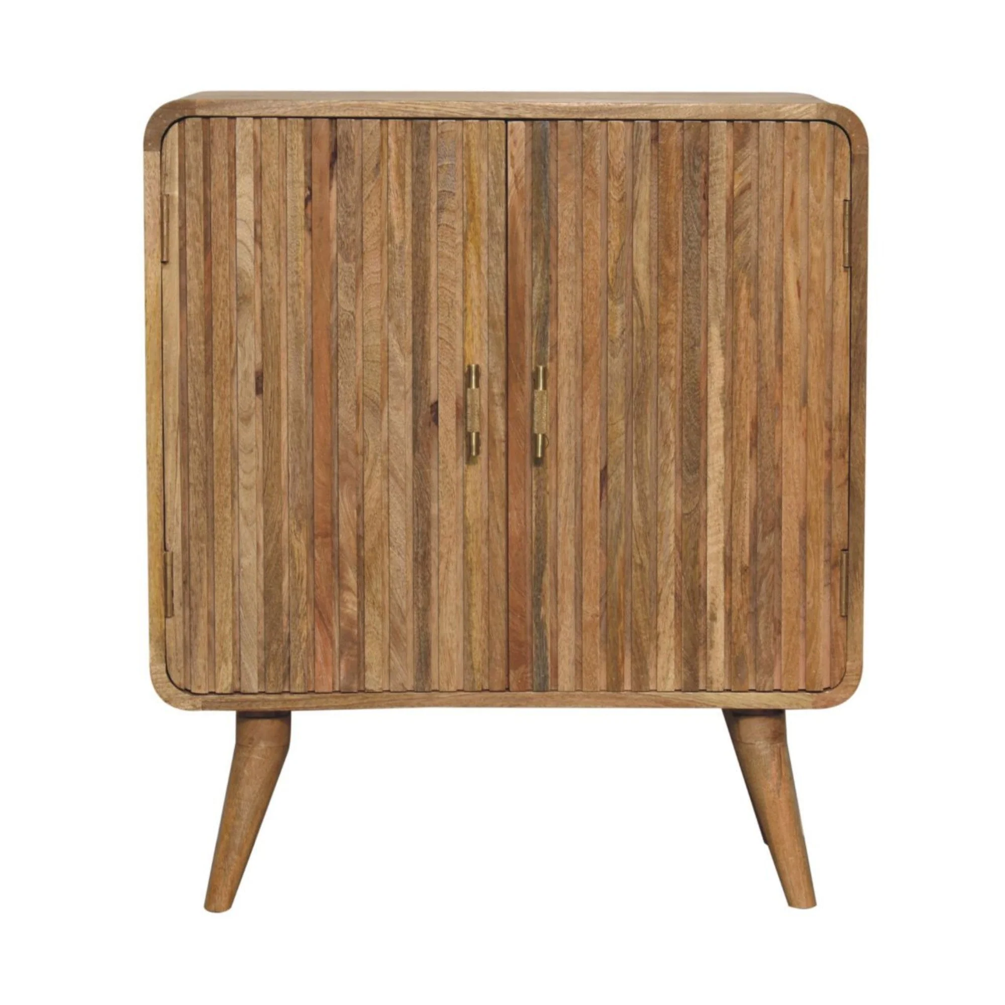 Solid Wood Cabinet, T-bar Ridged 2 Doors, Light Brown - Image 9
