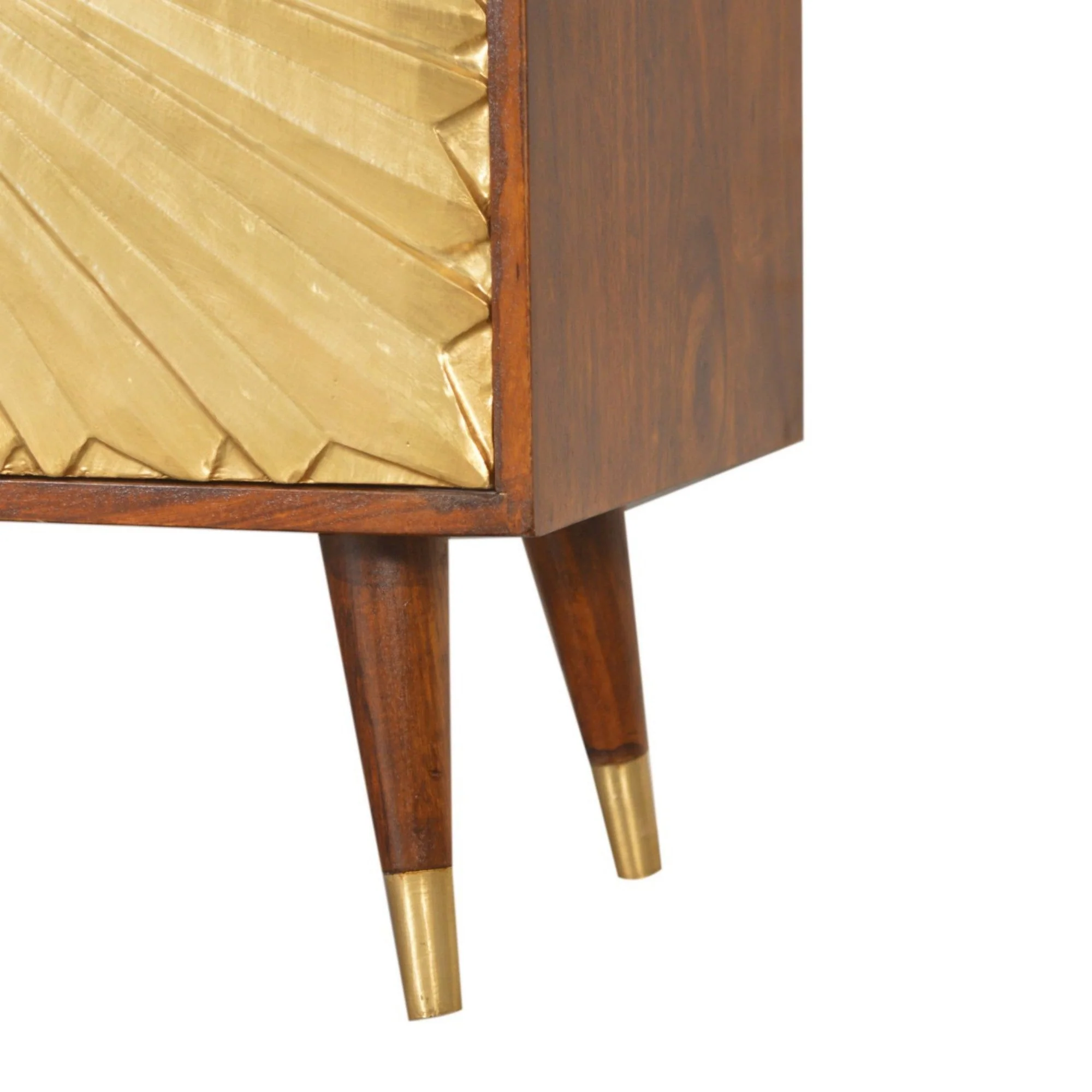 Solid Wood Cabinet with Brass-Plated Doors, Manila Gold and Dark Brown - Image 6