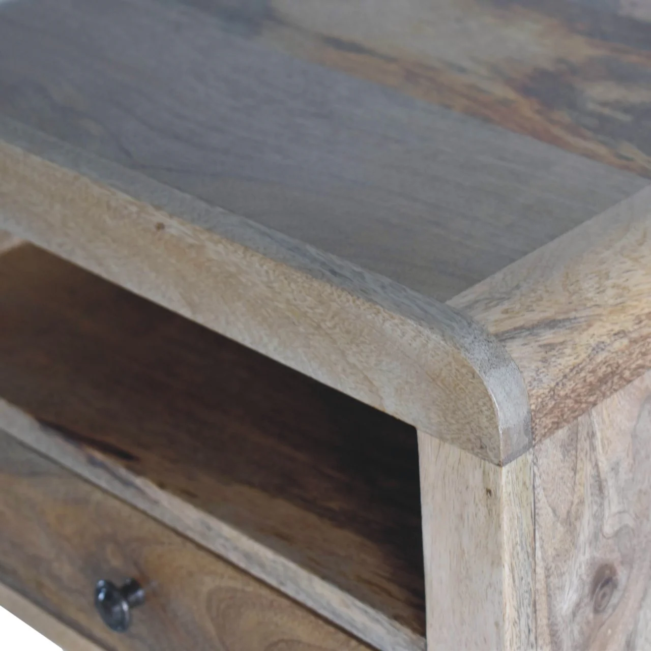 Solid Wood Chunky Floating Bedside, 1 Drawer & Open-Shelf, Oak-ish Brown - Image 7