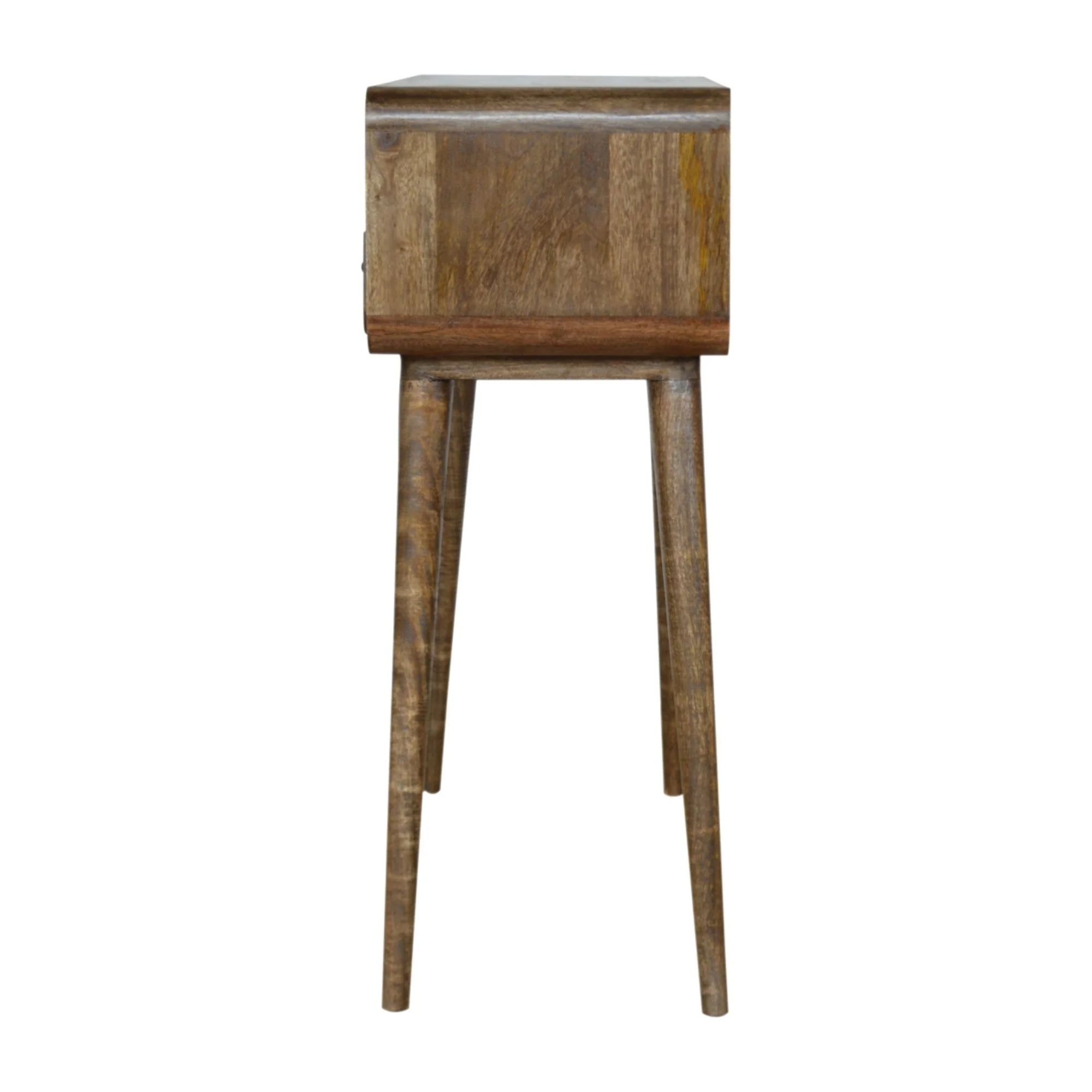 Solid Wood Console Table Curved 2 Drawers Open Slot, Brown - Image 4