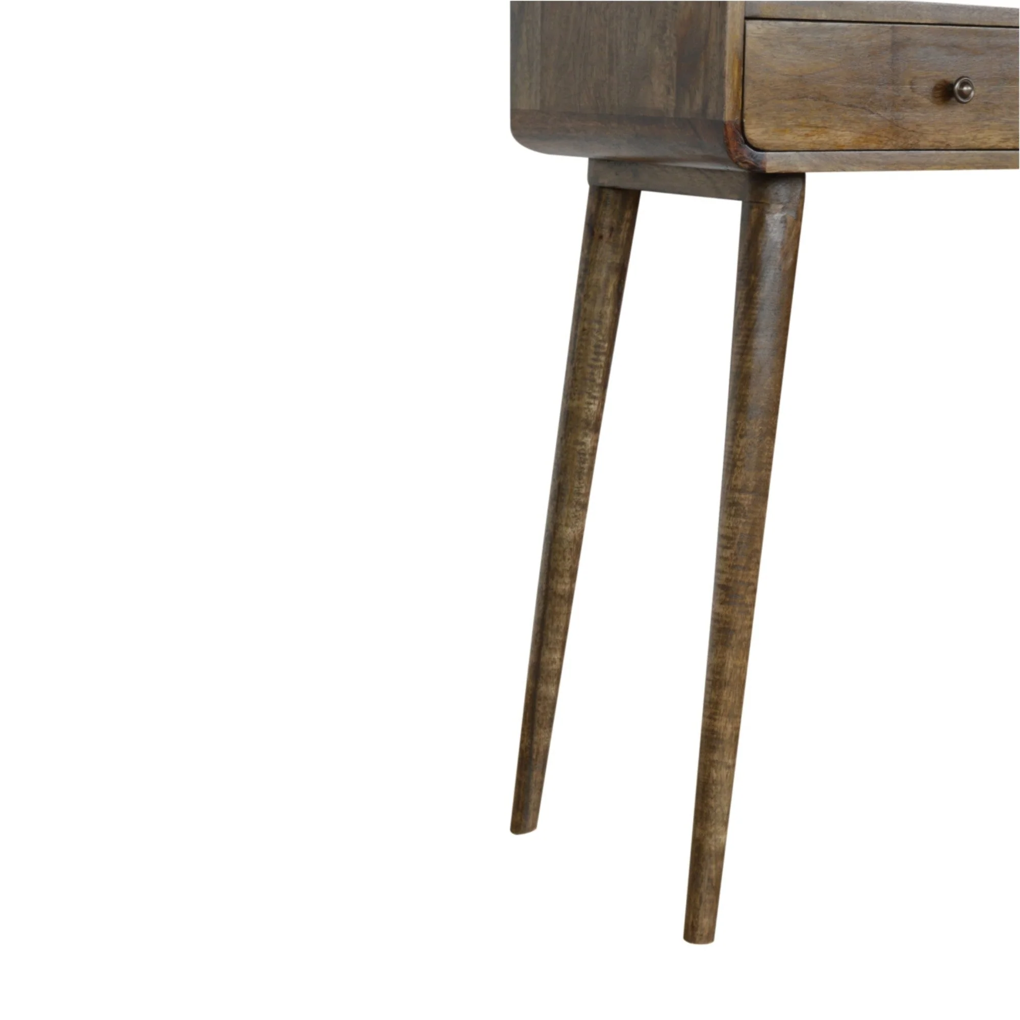 Solid Wood Console Table Curved 2 Drawers Open Slot, Brown - Image 5