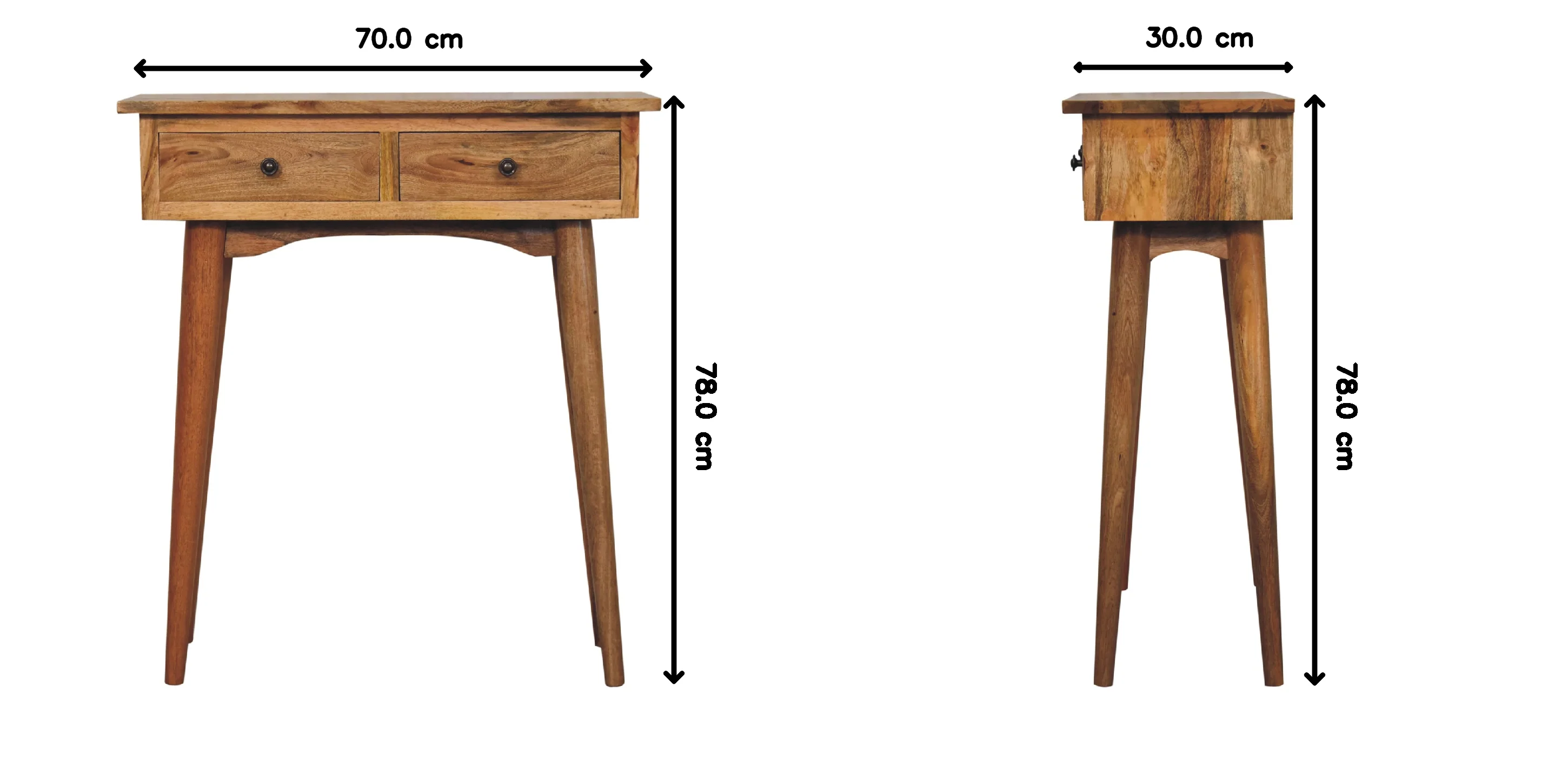 Solid Wood Console Table, Mini Hallway 2 Drawers, Brown - Image 2
