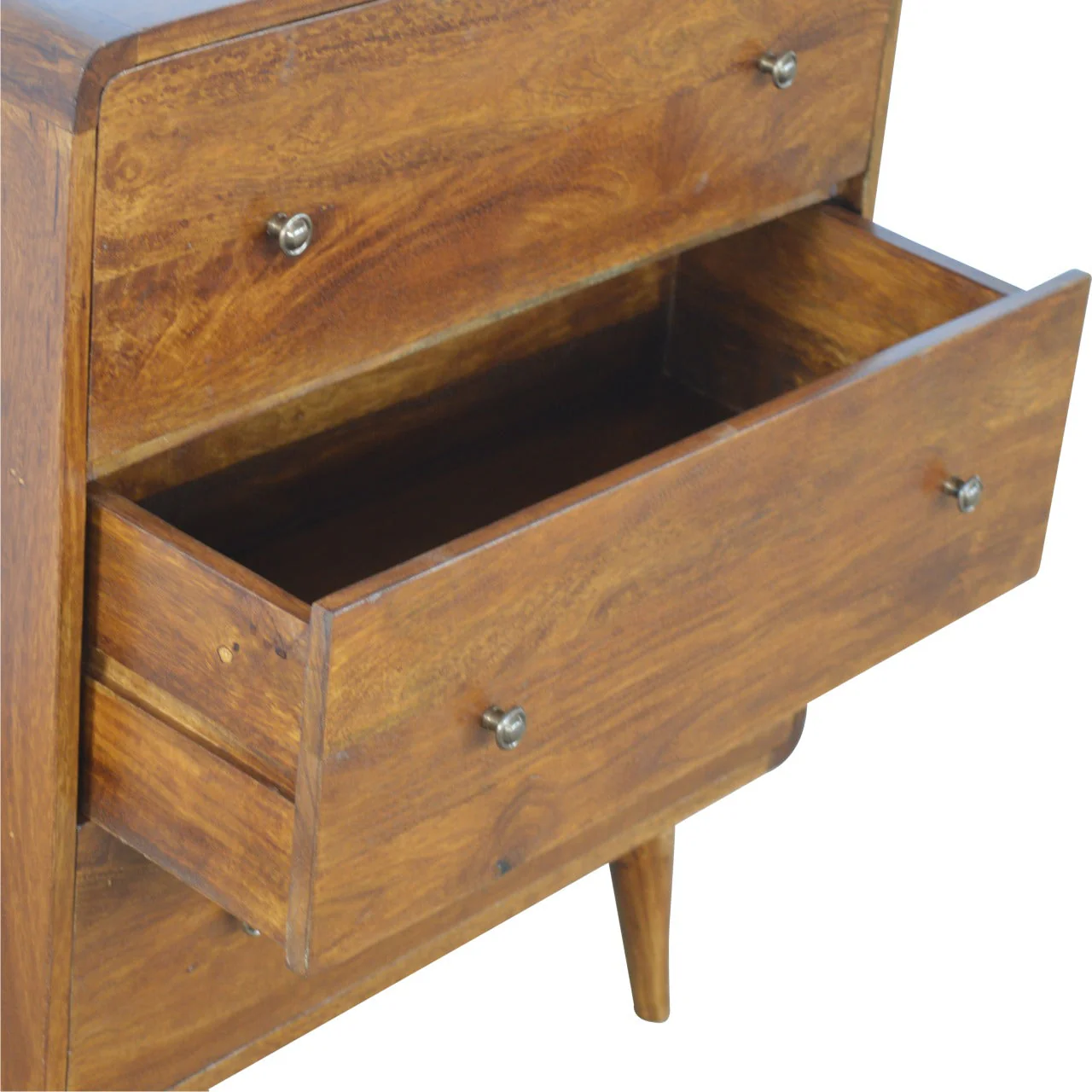 Solid Wood Curved Chestnut Chest with 3 Drawers for Organization, Dark Brown - Image 8