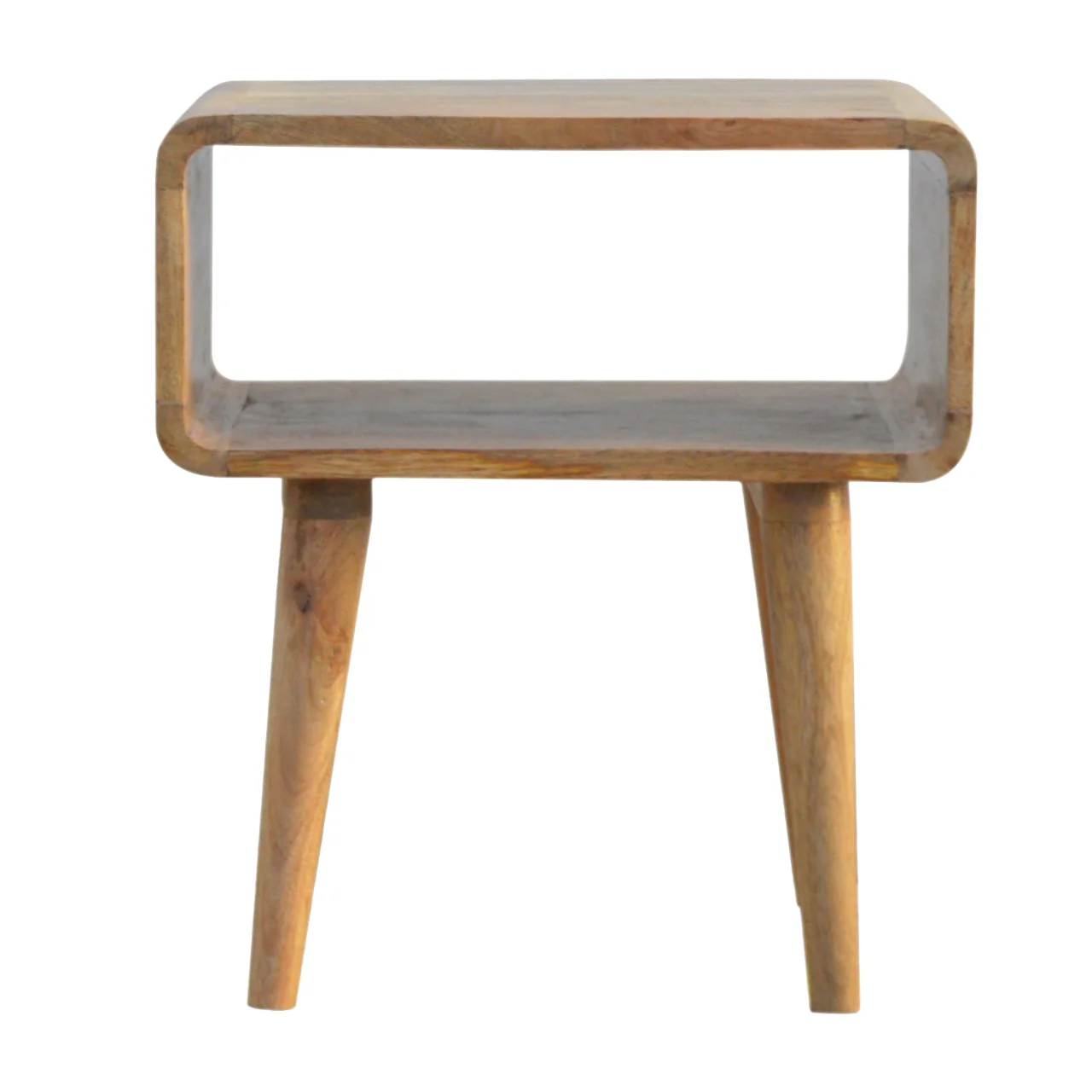 Solid Wood Curved Open Bedside, Open Slot, Brown - Image 9