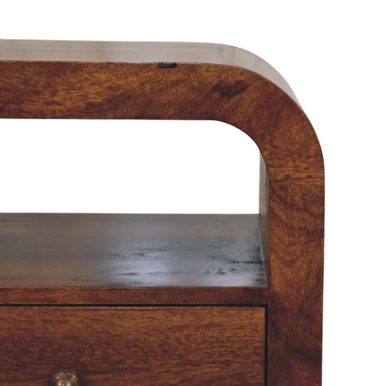 Solid Wood Darcy Chestnut Nightstand, 1 Drawer Open Shelf, Dark Brown - Image 6