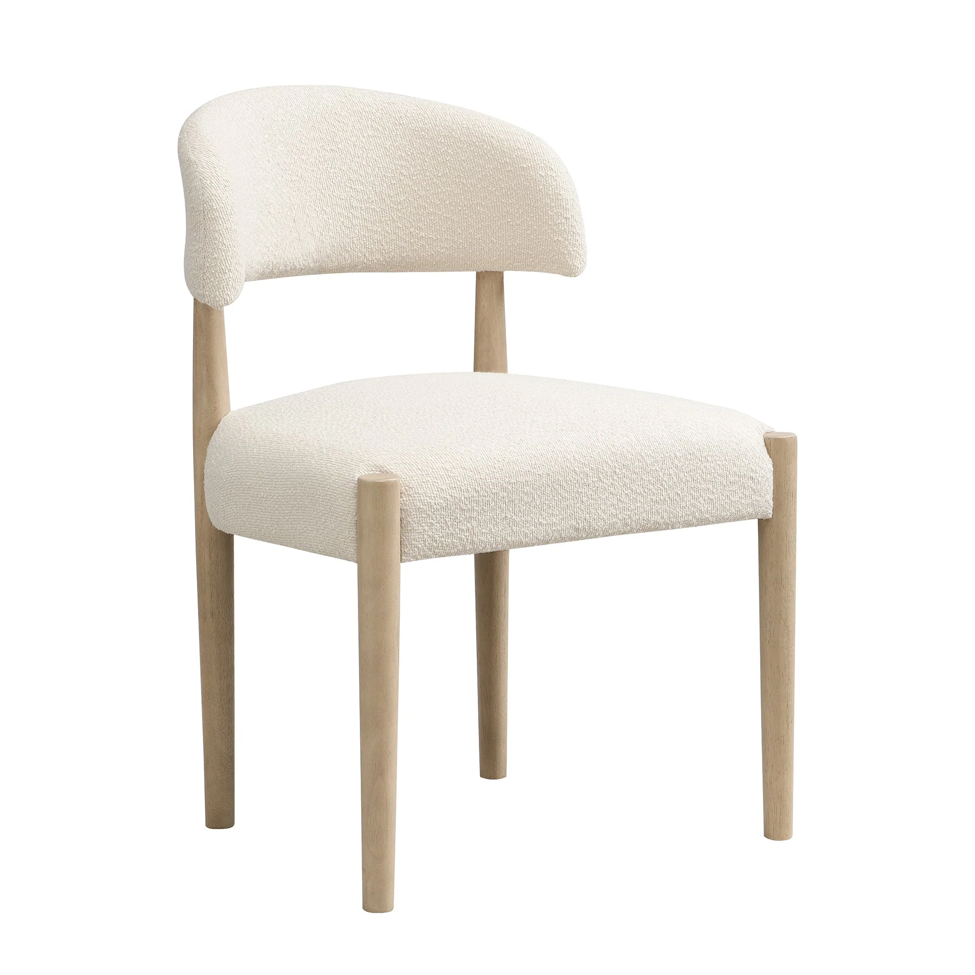 Solid Wood Dining Chairs Set of 4, Comfortable and Breathable, Natural Bouclé - Image 10