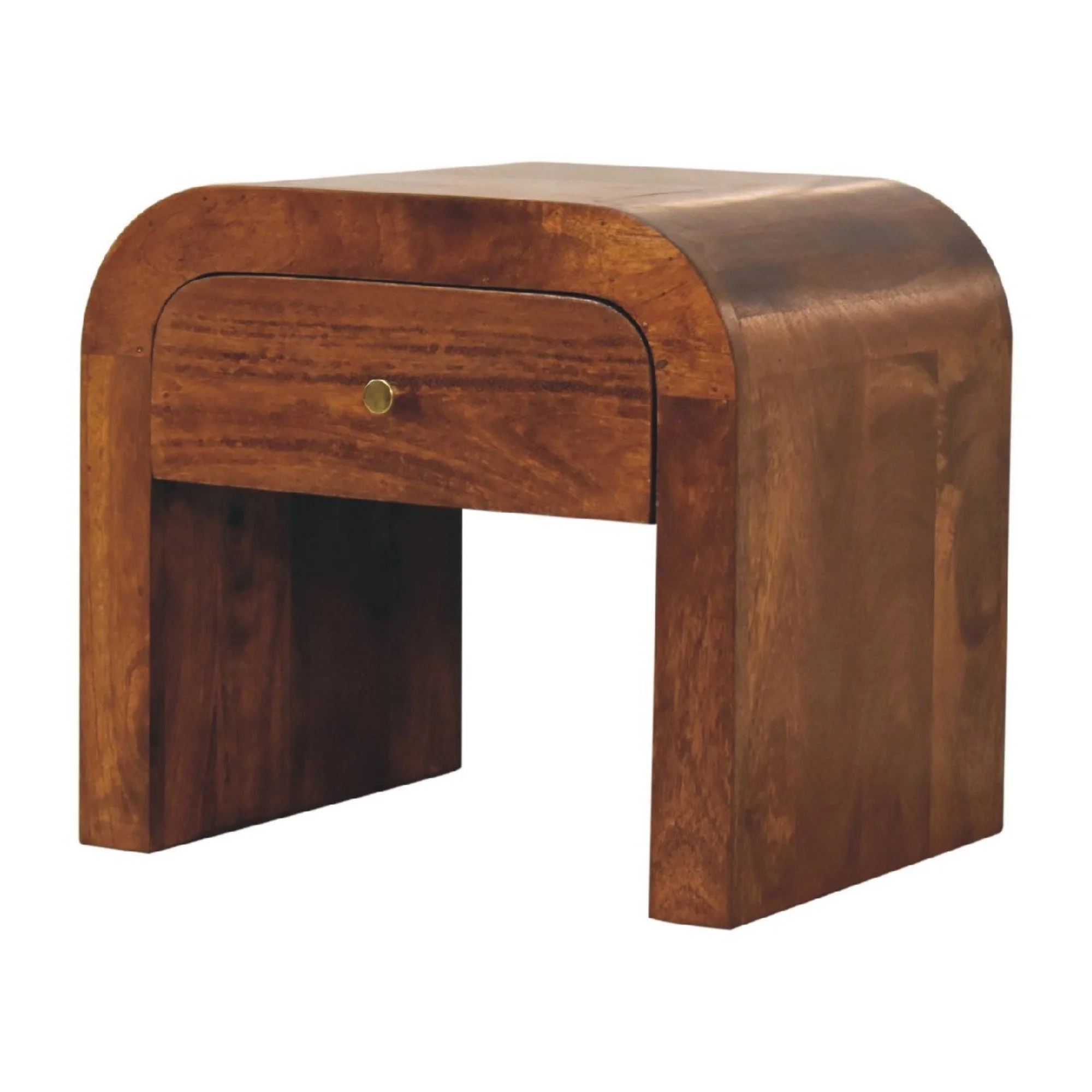 Solid Wood Drum, 3 Drawers, Dark Brown - Image 2