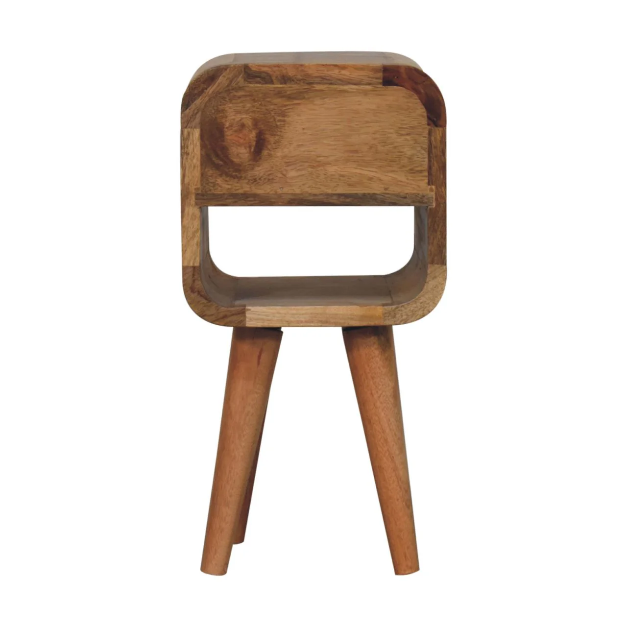 Solid Wood Extra Mini Bedside, 1 Drawer Open Slot, Brown - Image 2