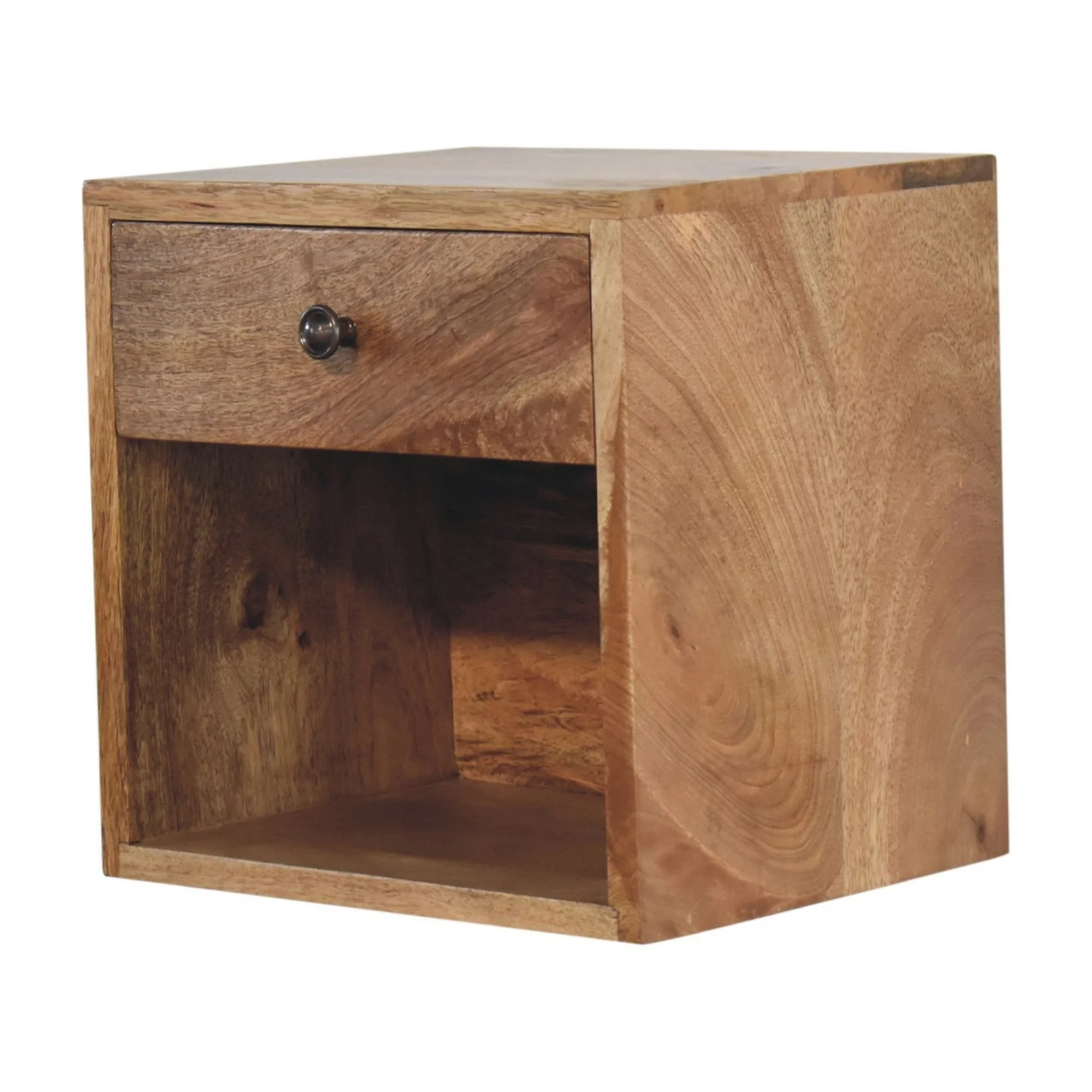 Solid Wood Floating Mini Classic Bedside with 1 Drawer and 1 Shelf, Brown - Image 10
