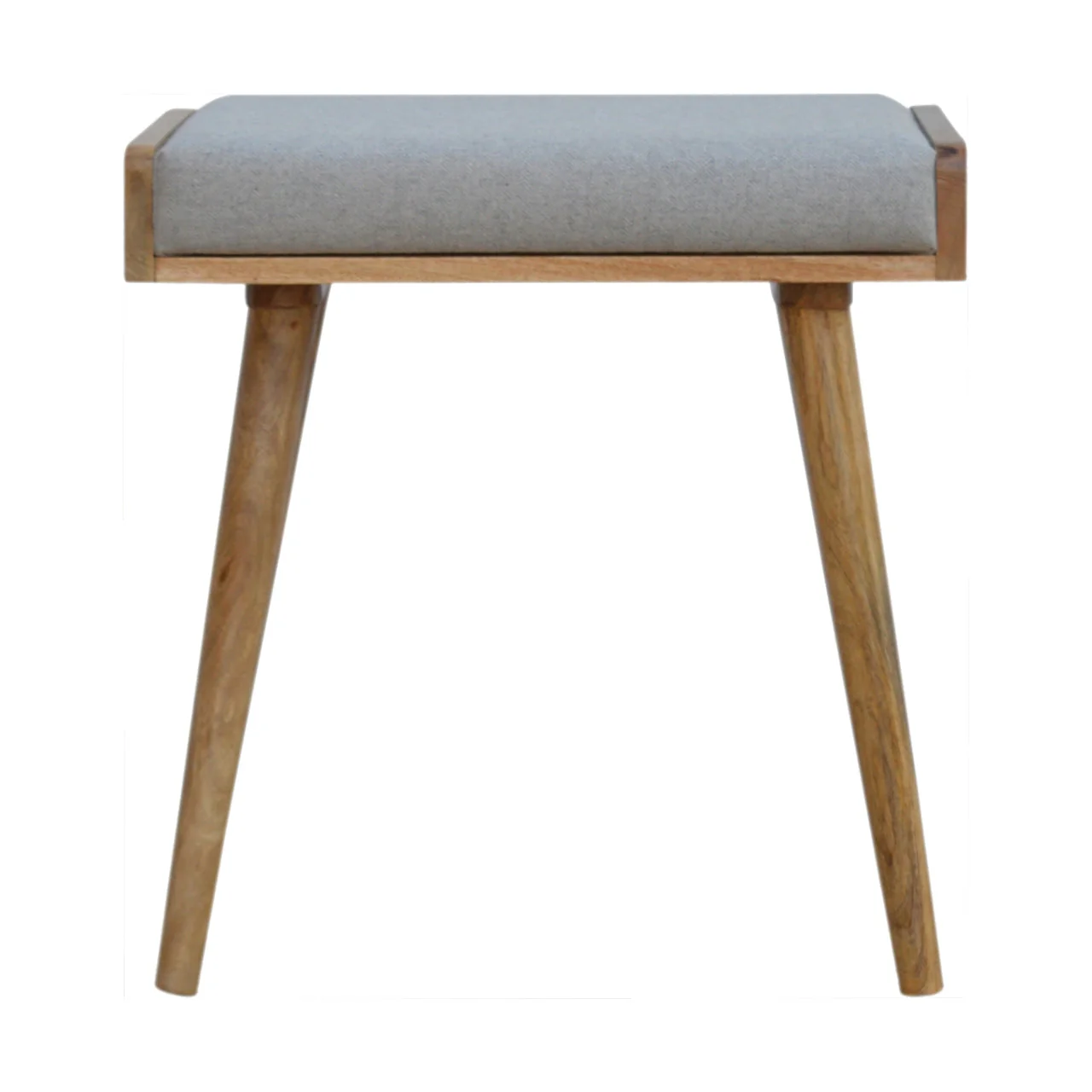 Solid Wood Footstool Upholstered Nordic Legs Grey/Brown - Image 7