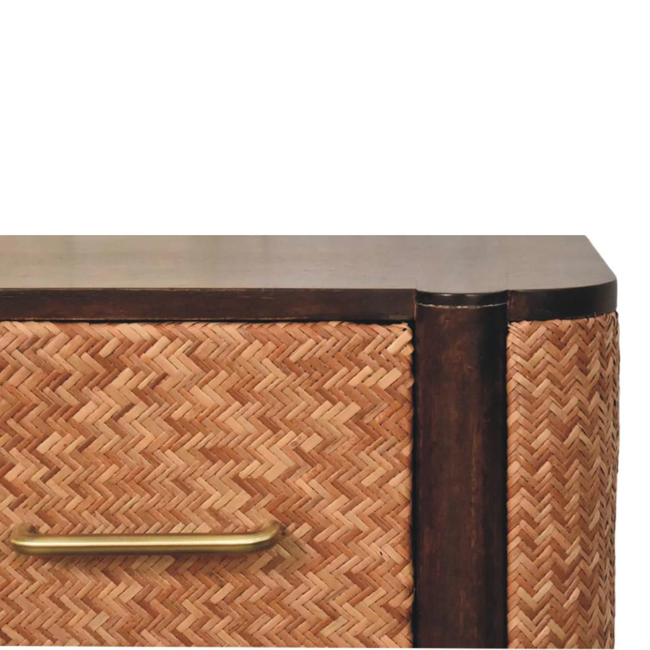 Solid Wood Havana Canefront Drawers, 2-Drawer, Dark Brown - Image 5