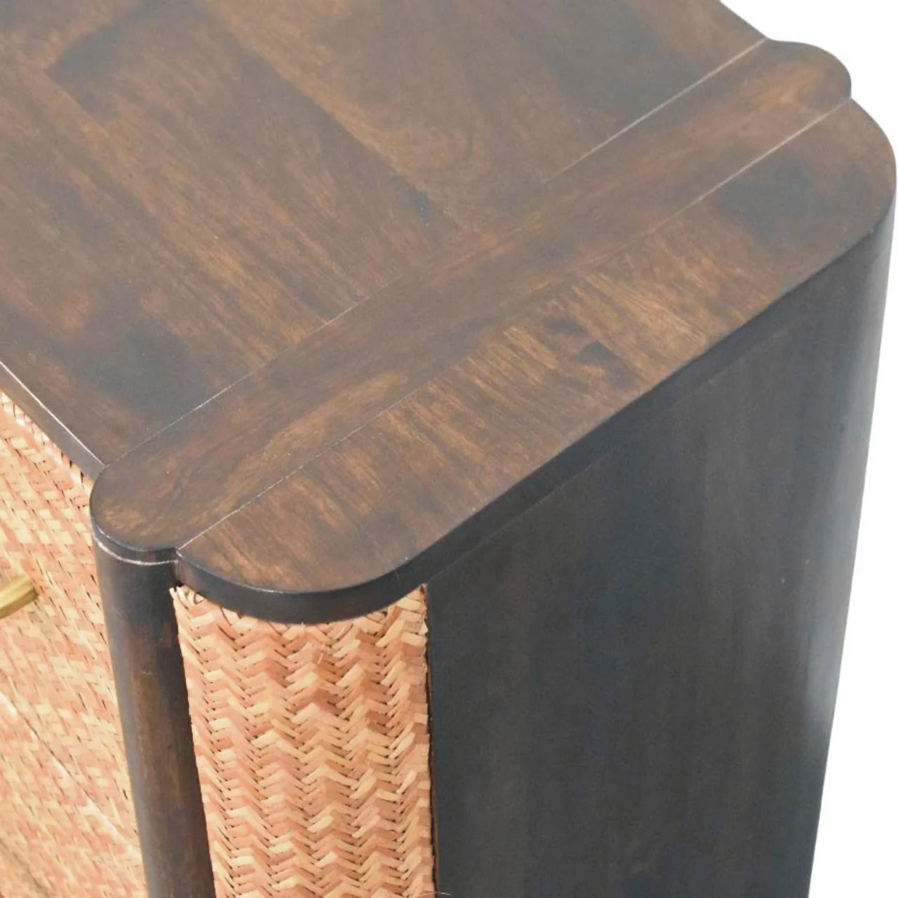 Solid Wood Havana Canefront Drawers, 2-Drawer, Dark Brown - Image 7