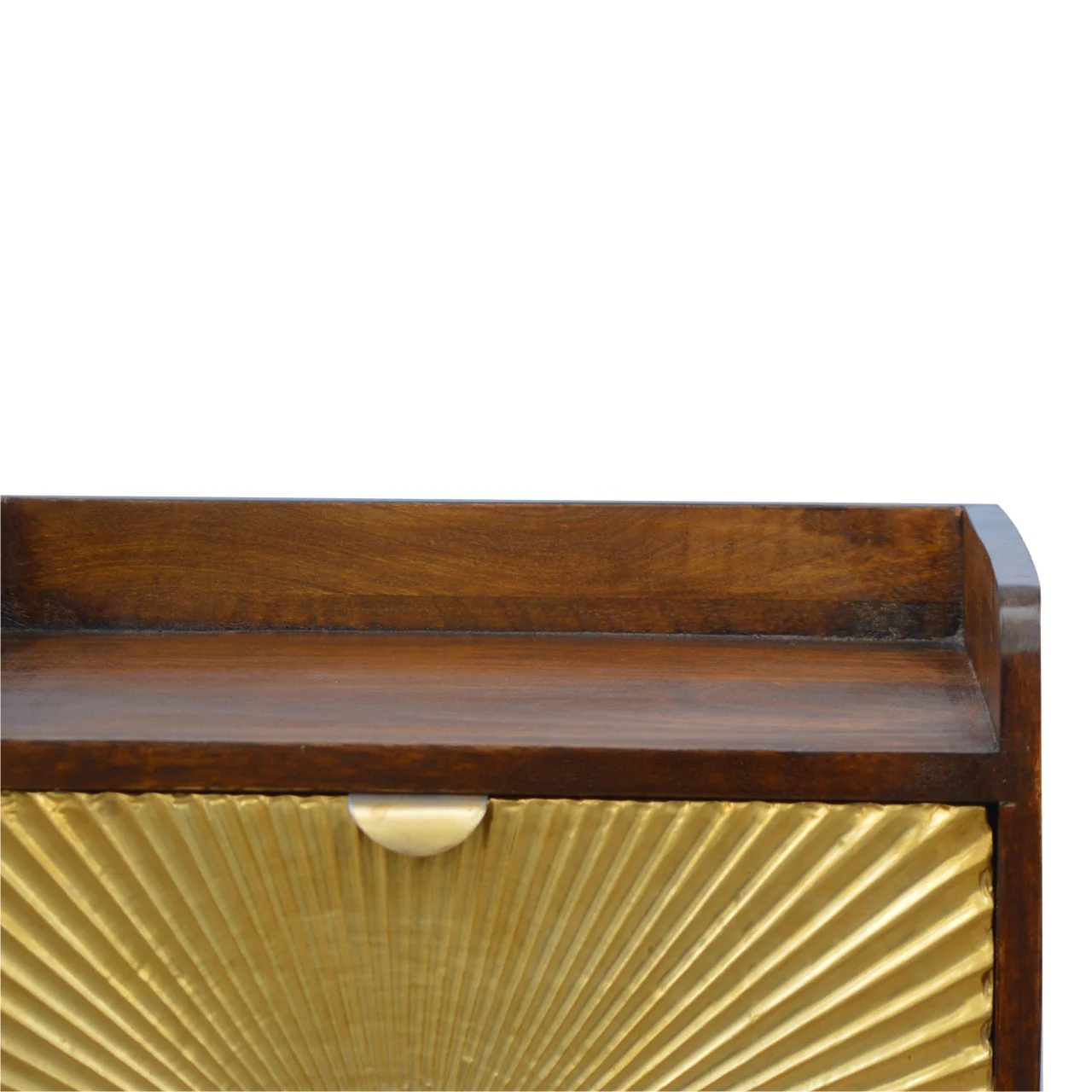 Solid Wood Manila Gold Bedside, One Drawer, 1 Shelf, Dark Brown & Golden - Image 5