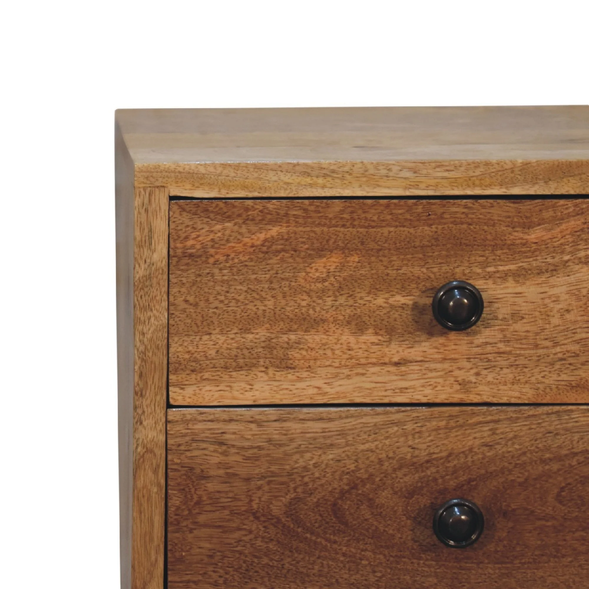 Solid Wood Mini Bedside 2 Drawers Oak-ish Brown - Image 3