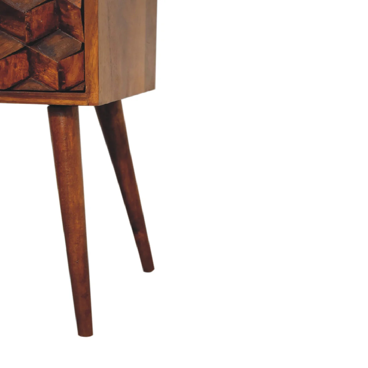 Solid Wood Mini Chestnut Cube Bedside, 2 Drawers, Dark Brown - Image 9