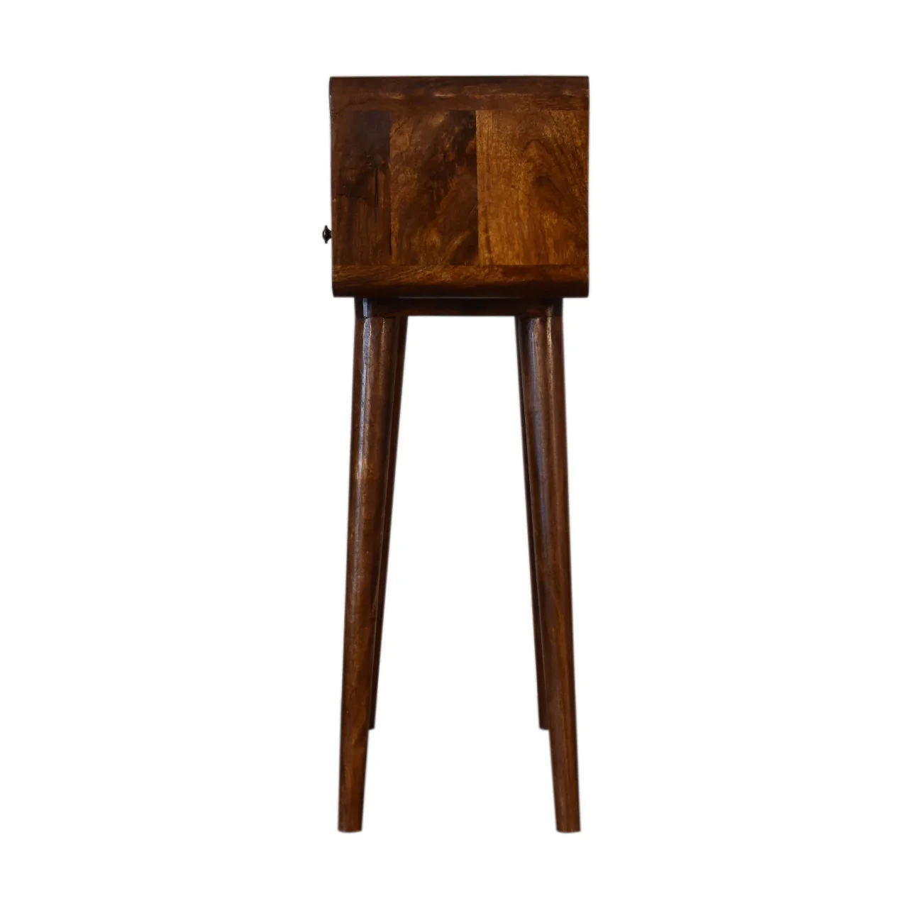 Solid Wood Mini Console Table, 2 Drawers and Open Slot, Dark Brown - Image 4