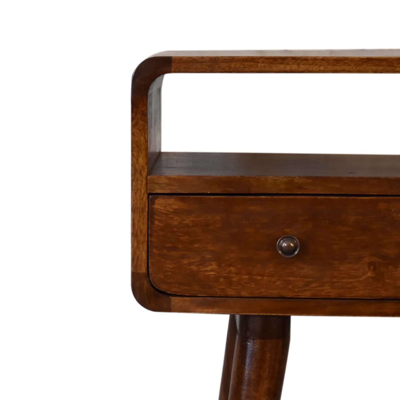 Solid Wood Mini Console Table, 2 Drawers and Open Slot, Dark Brown - Image 7