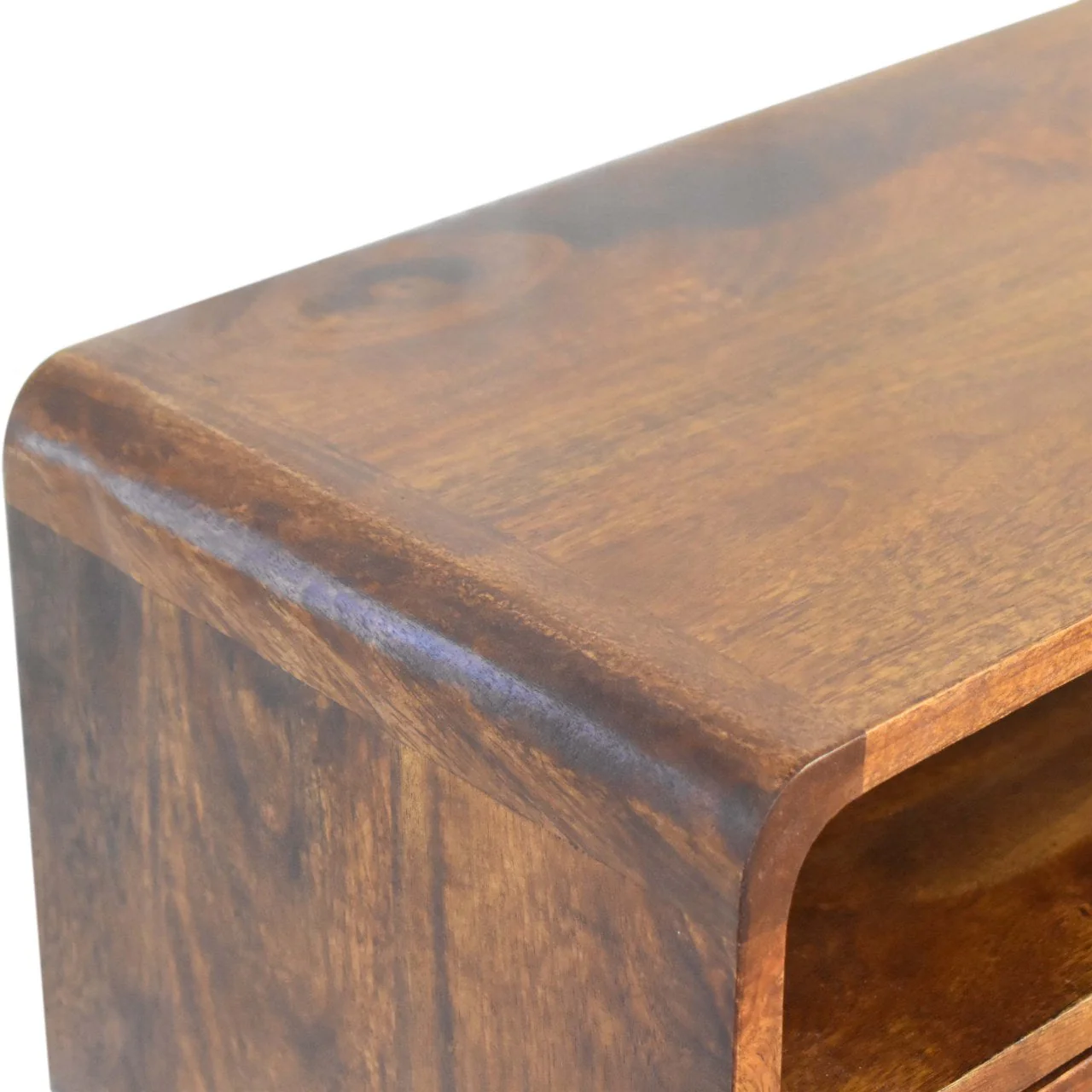 Solid Wood Mini Console Table, 2 Drawers and Open Slot, Dark Brown - Image 8