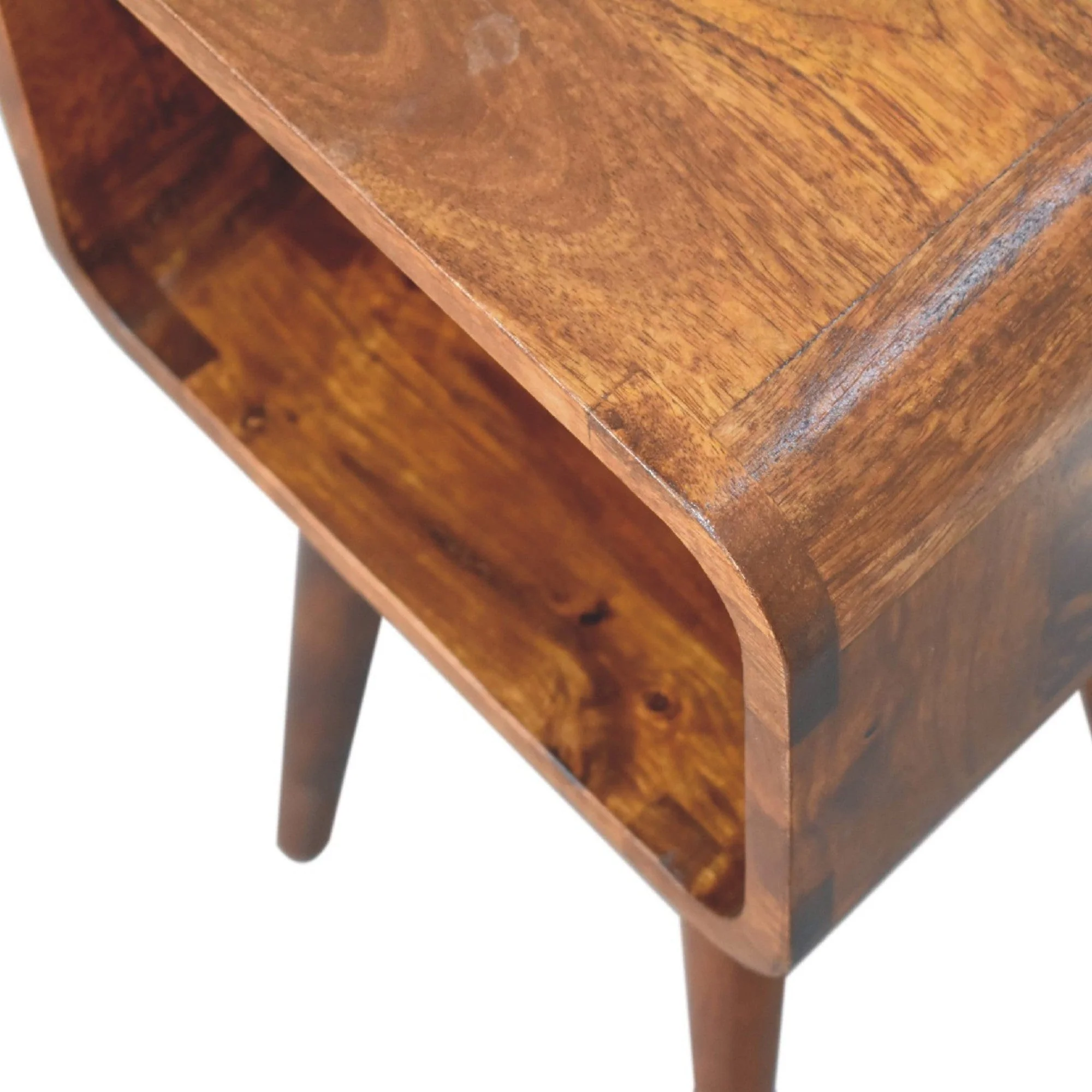 Solid Wood Mini Curved Chestnut Open Shelf Dark Brown - Image 4