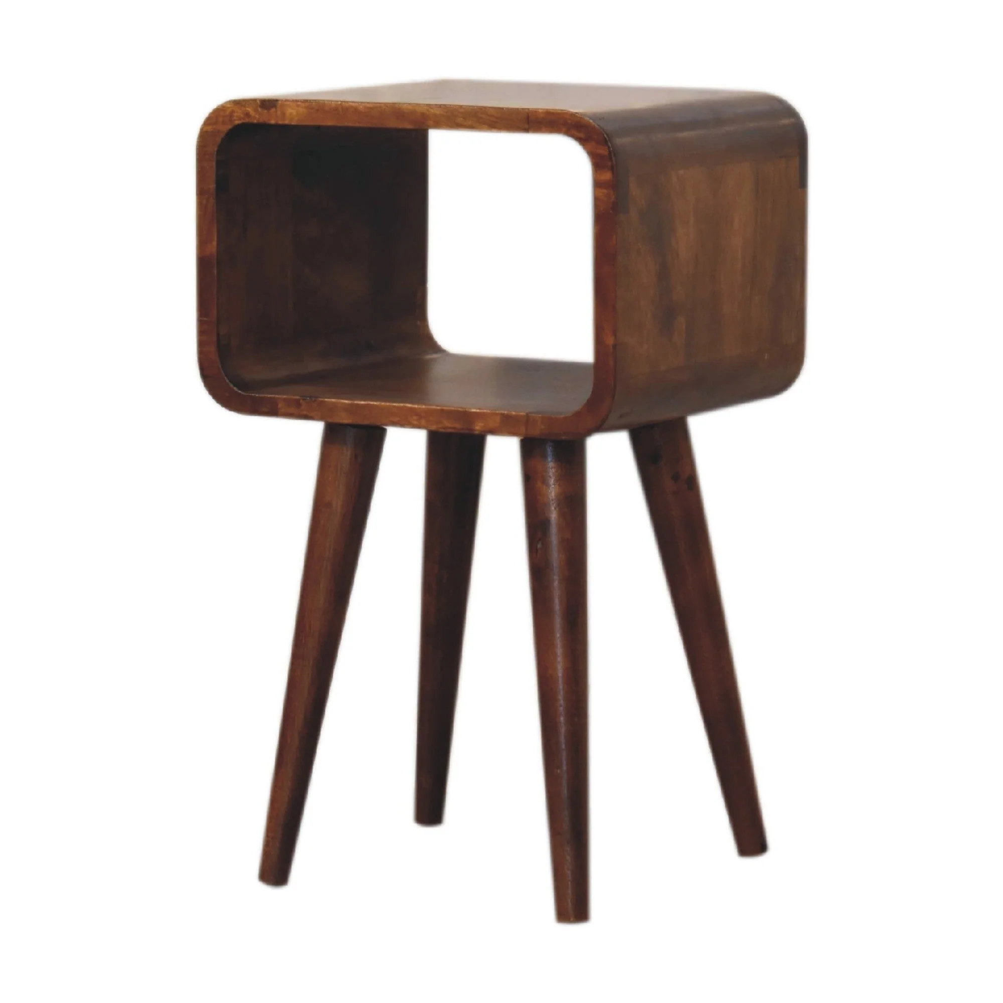 Solid Wood Mini Curved Chestnut Open Shelf Dark Brown - Image 6