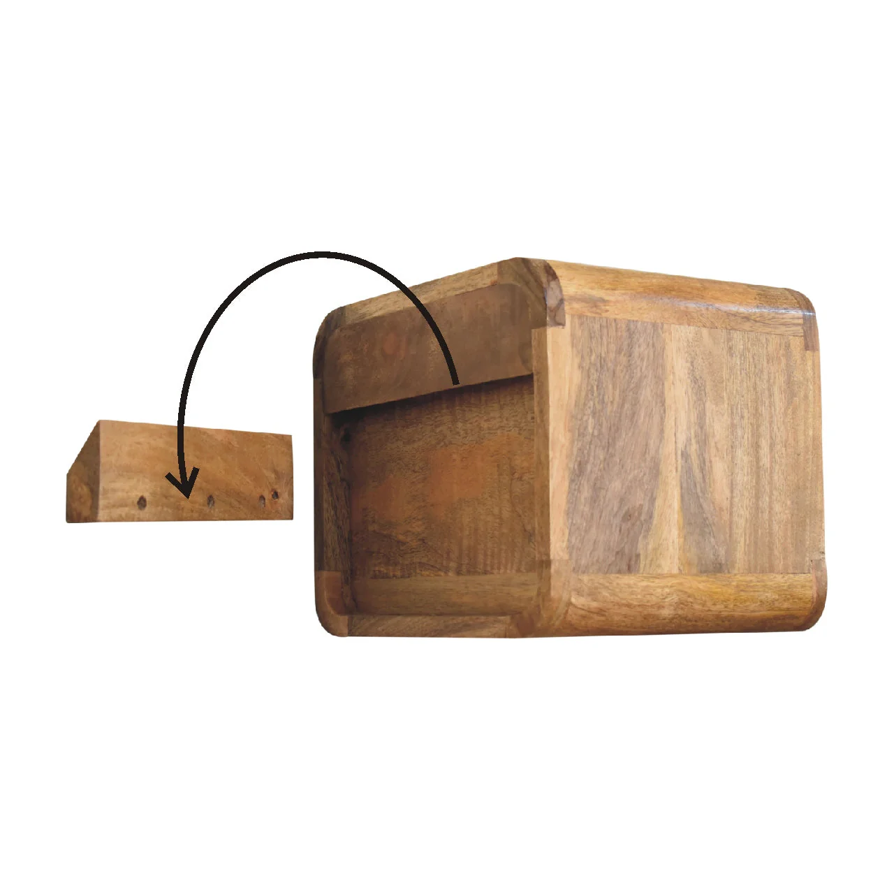 Solid Wood Mini Floating Bedside, 1 Drawer 1 Open Slot, Oak-ish Brown - Image 2