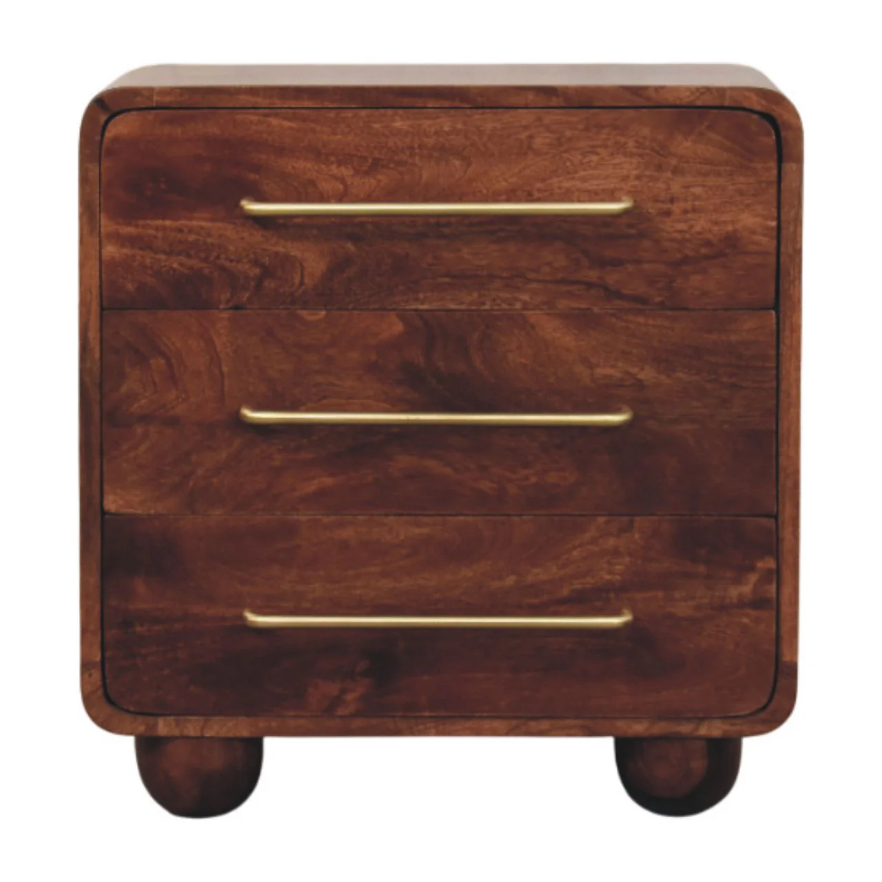 Solid Wood Rounded Chest, 3-Drawer, Brown - Image 2