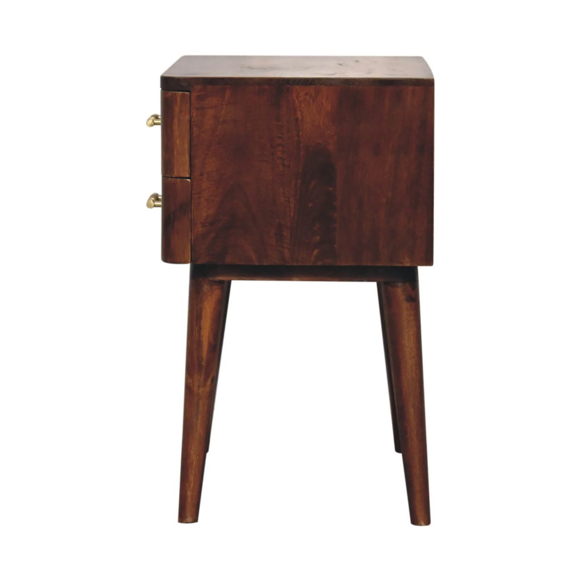 Solid Wood T-Bar Nordic Bedside, 2 Drawers, Dark Brown - Image 6