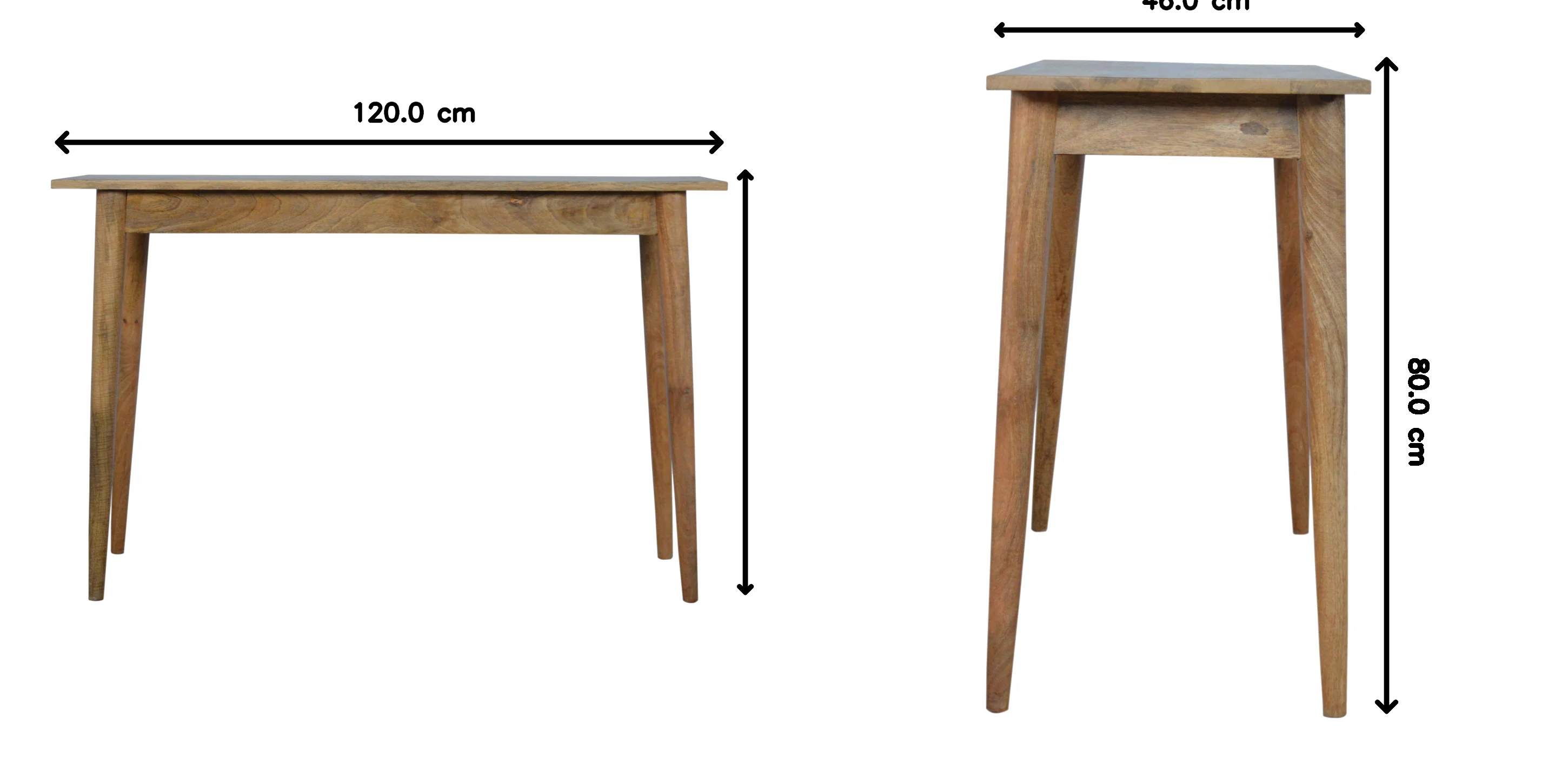 Solid Wood Writing Desk with 2 Drawers, Nordic Brown - Image 9