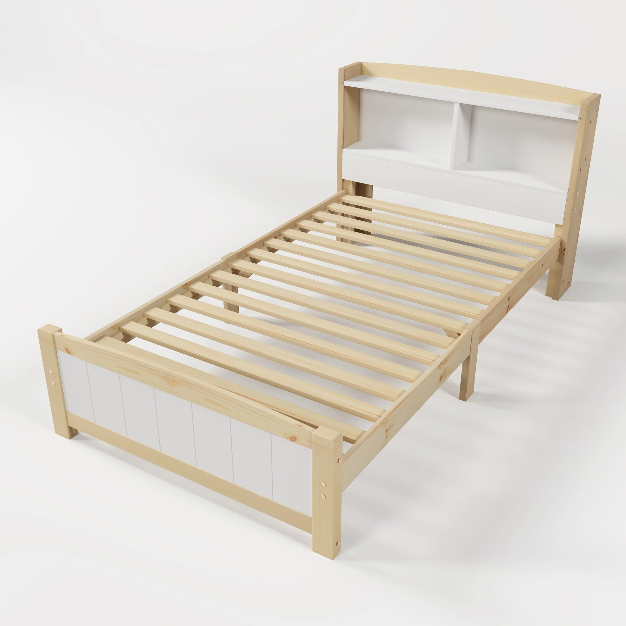 Solid Wooden Bed Frames, Single Storage Headboard Bed, 3FT Single (90 x 190 cm) Frame Only - Image 5
