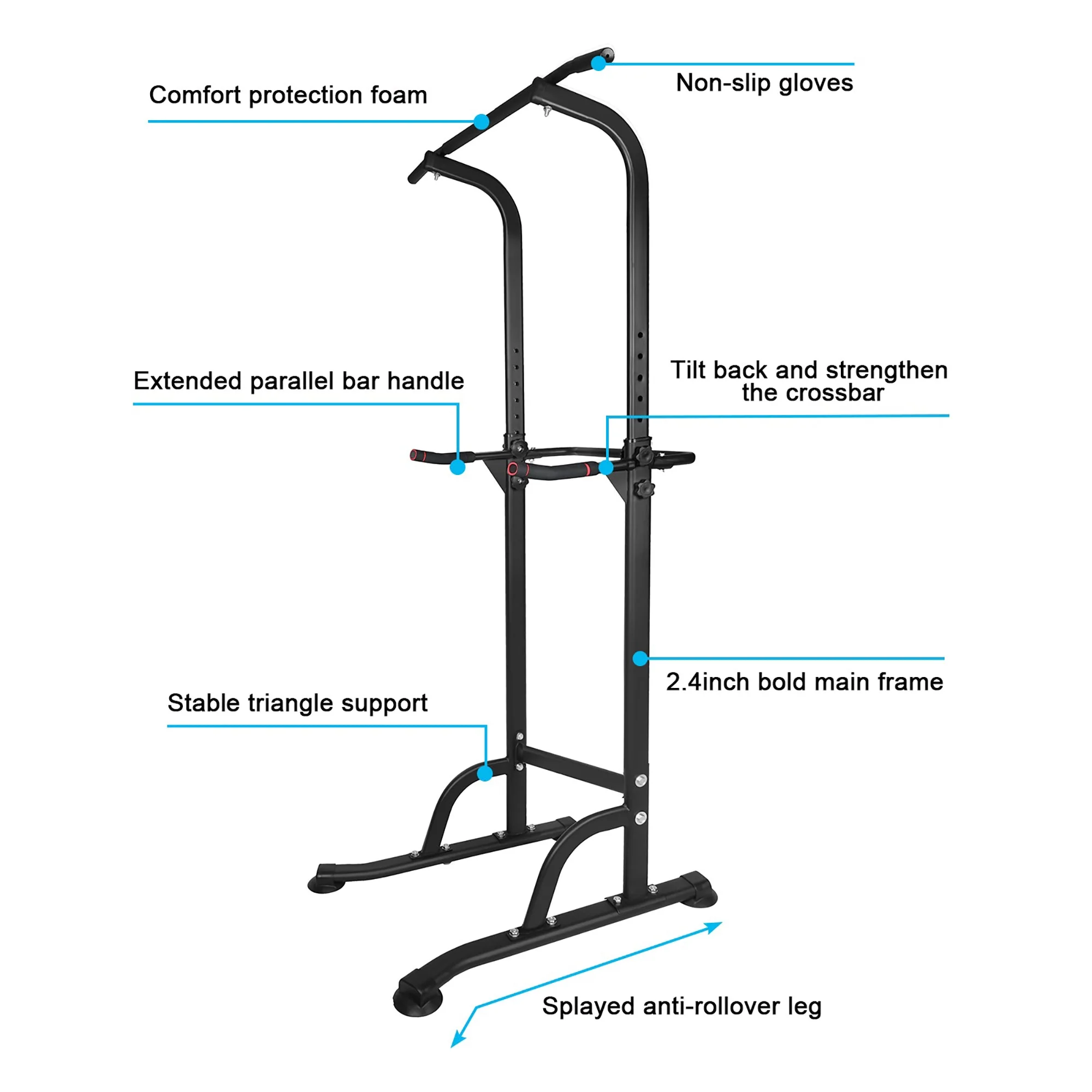 Sport Power Tower, Adjustable Dip Station & Pull Up Bar, 330lbs Capacity, Space-Saving Home - Image 4