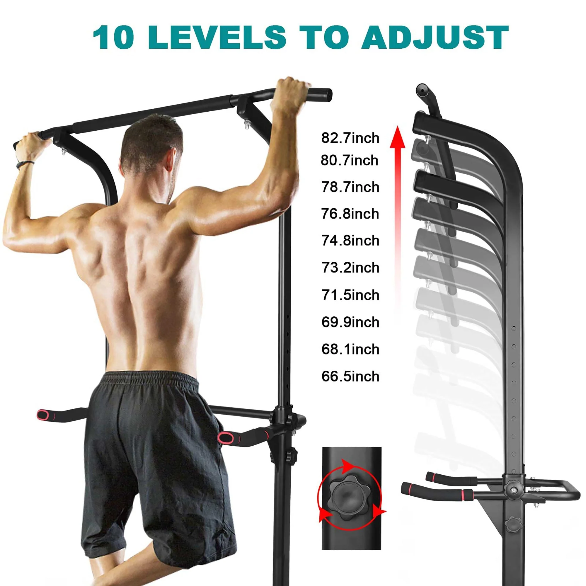 Sport Power Tower, Adjustable Dip Station & Pull Up Bar, 330lbs Capacity, Space-Saving Home - Image 5
