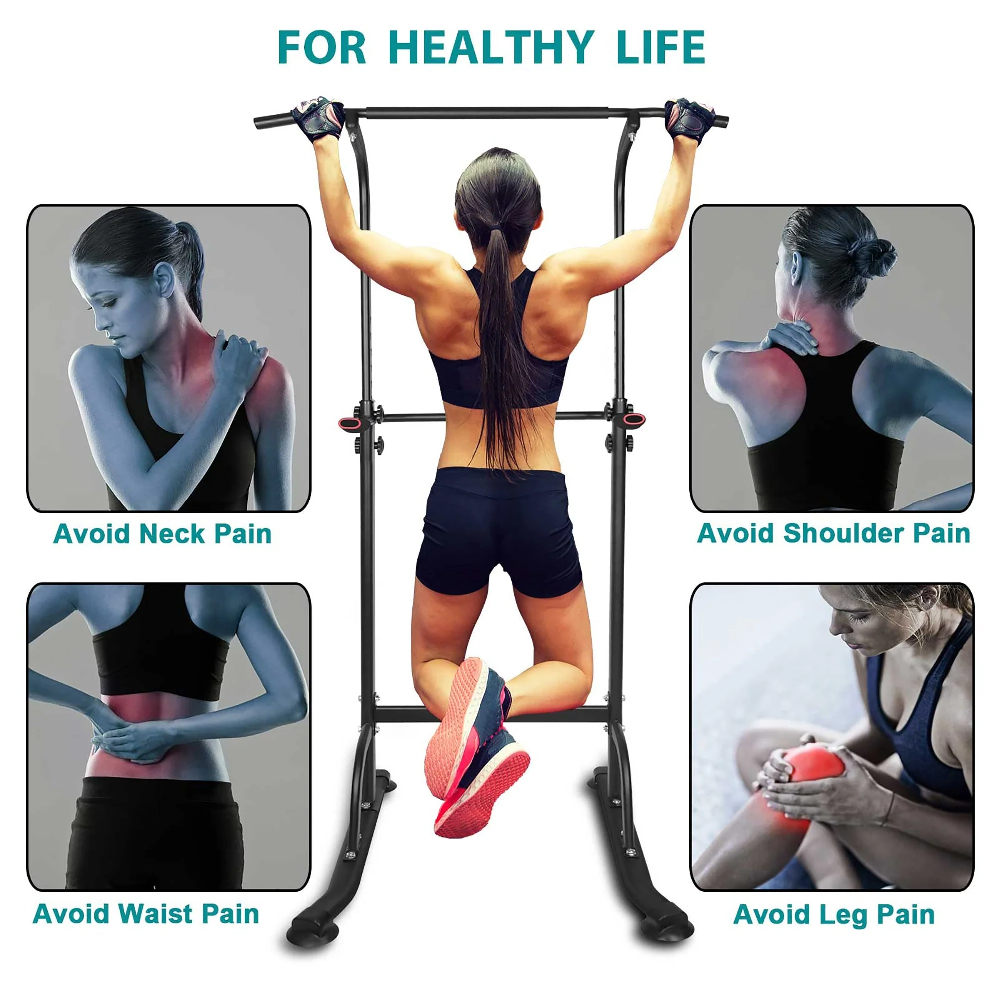 Sport Power Tower, Adjustable Dip Station & Pull Up Bar, 330lbs Capacity, Space-Saving Home - Image 7