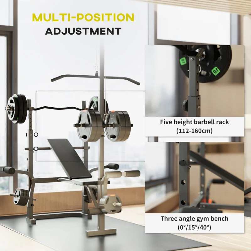 SPORTNOW Adjustable Multi-Exercise Weight Bench with Bench Press Rack, Metal