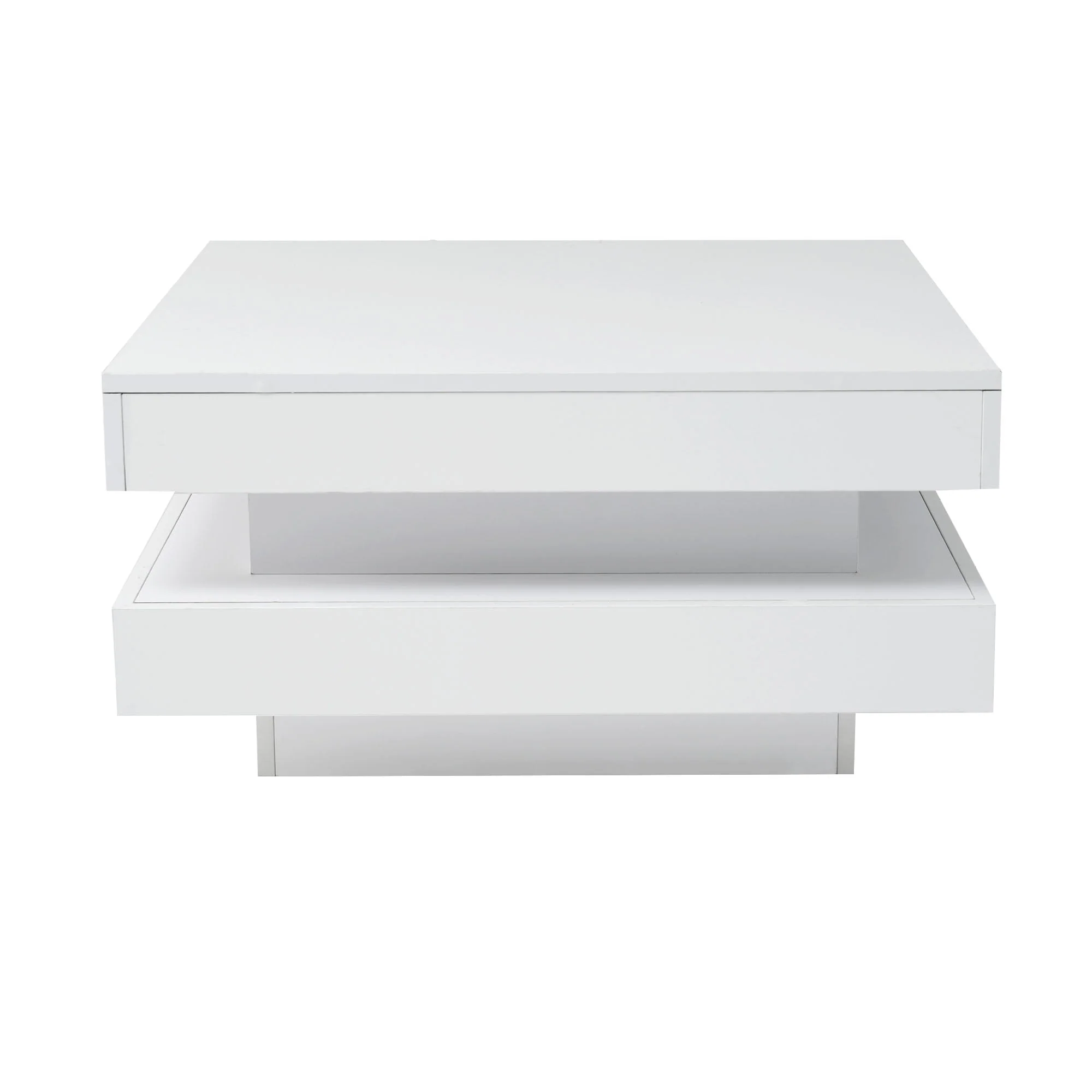 Square Coffee Table, Bluetooth LED Strip, 70x70x36 cm, White - Image 4