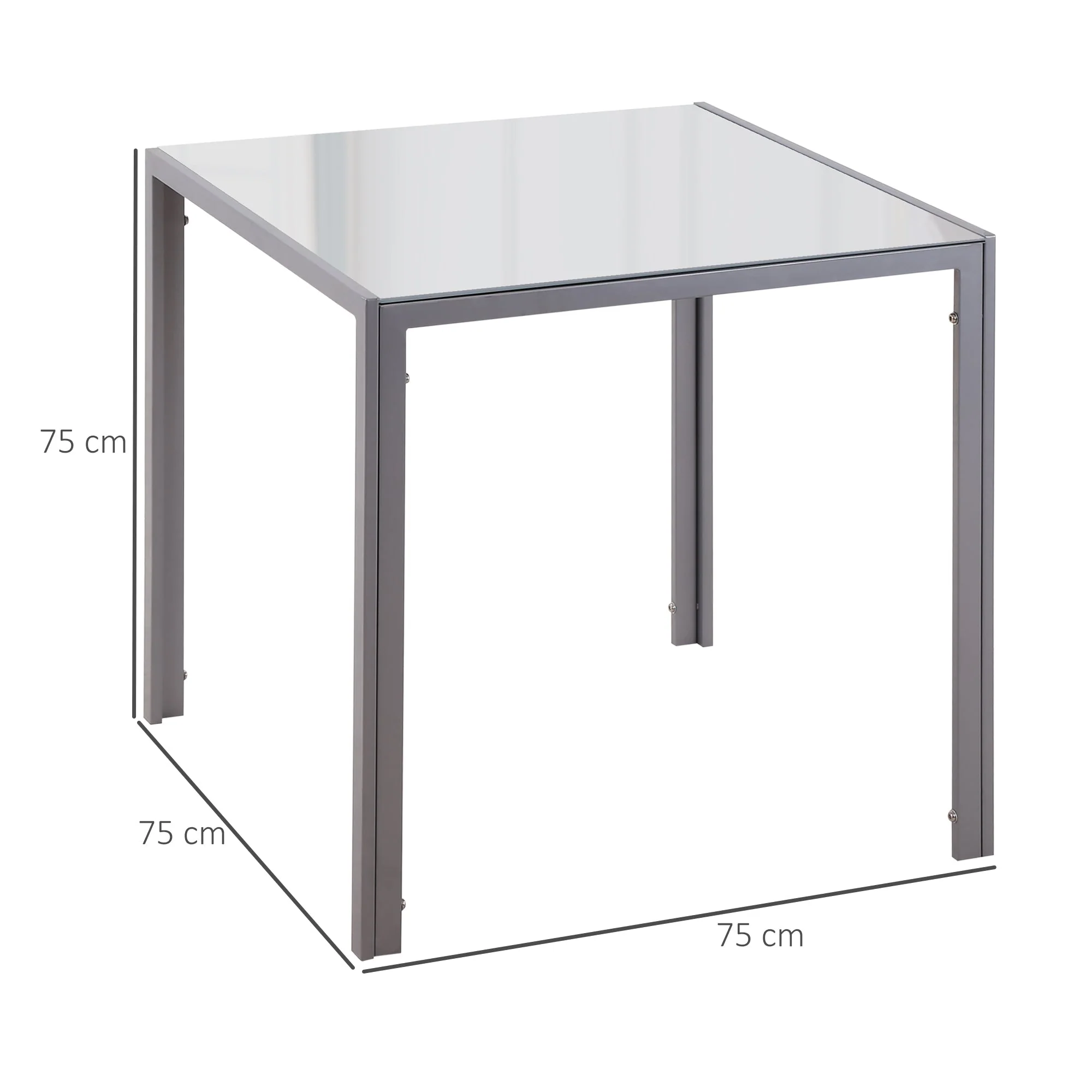 Square Dining Table 4 Person Tempered Glass Modern Grey - Image 3