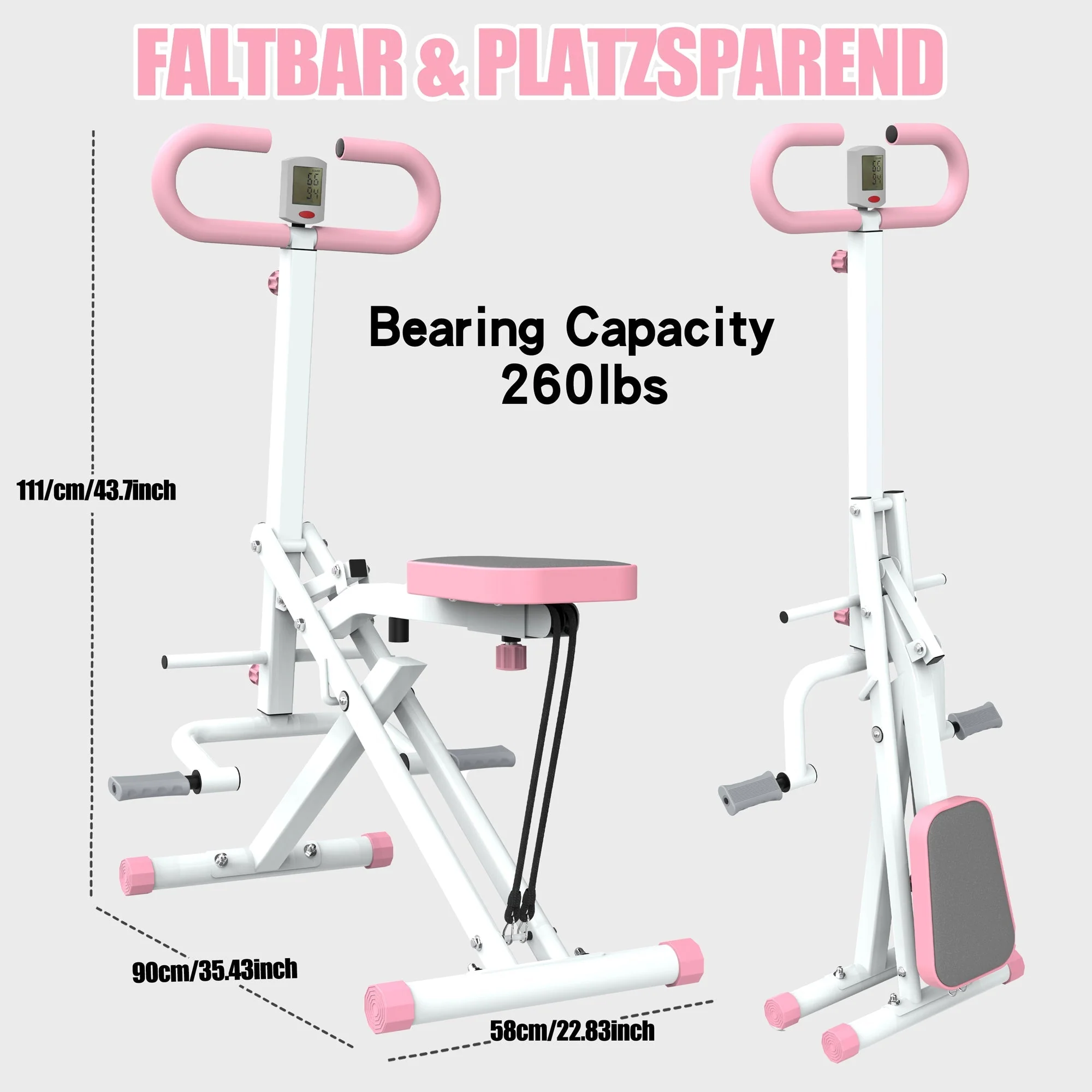 Squat Machine Foldable Glute Trainer Resistance Bands Home Use - Image 3