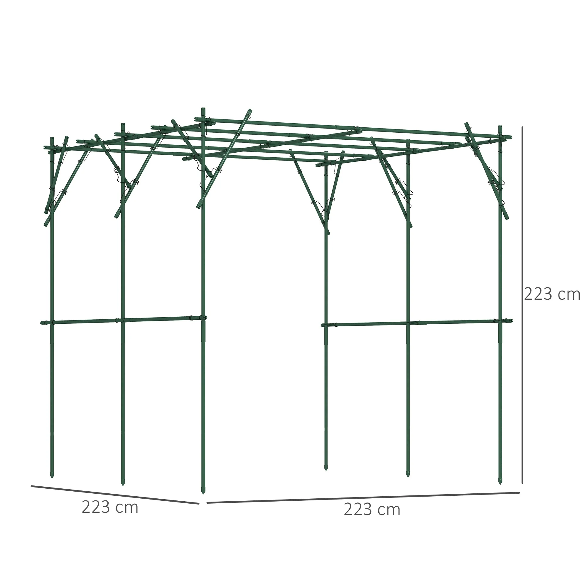 Stainless Steel Trellis Climbing Aid Triangular Support 223x223x223 cm, Green - Image 3