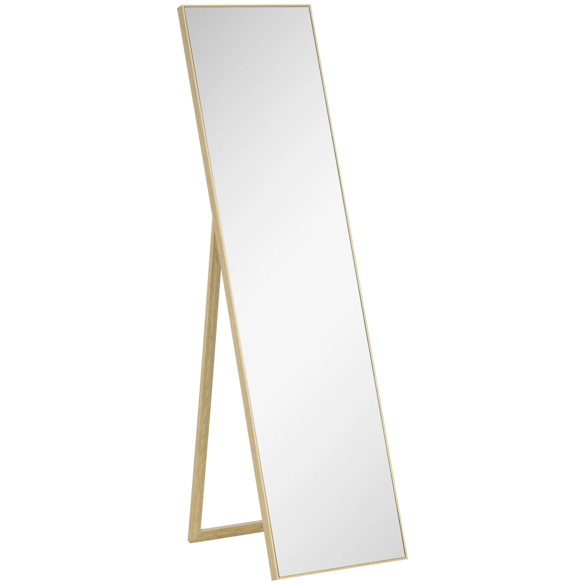 Standing Mirror, Full Length Dressing Makeup, Light Brown Wood Grain