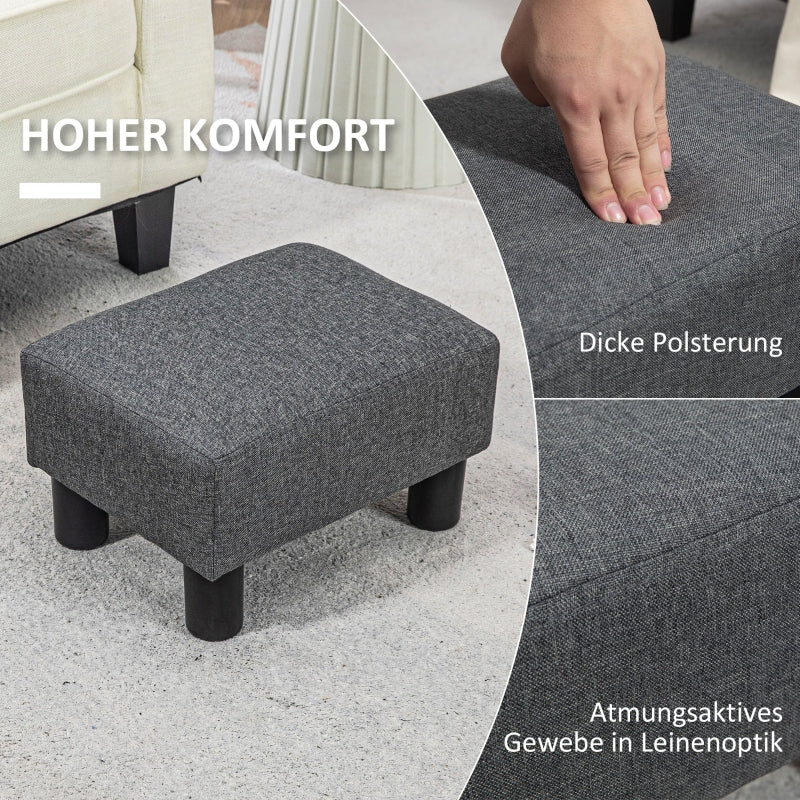 Stool, Modern Footstool Ottoman, Dark Grey Linen-Look - Image 4