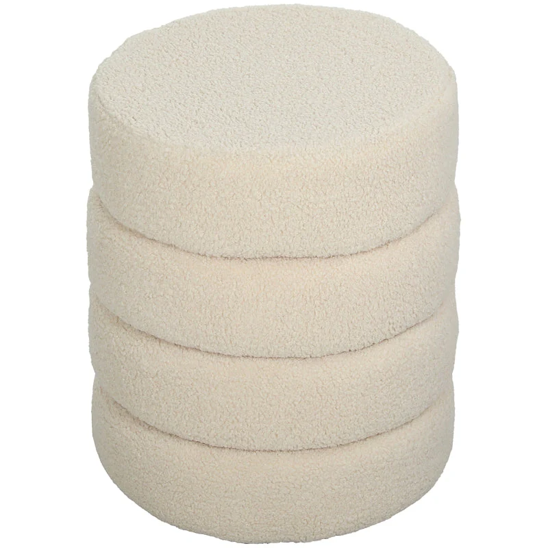 Stool, Round, Up to 120 kg, Teddy Fleece Beige - Image 2
