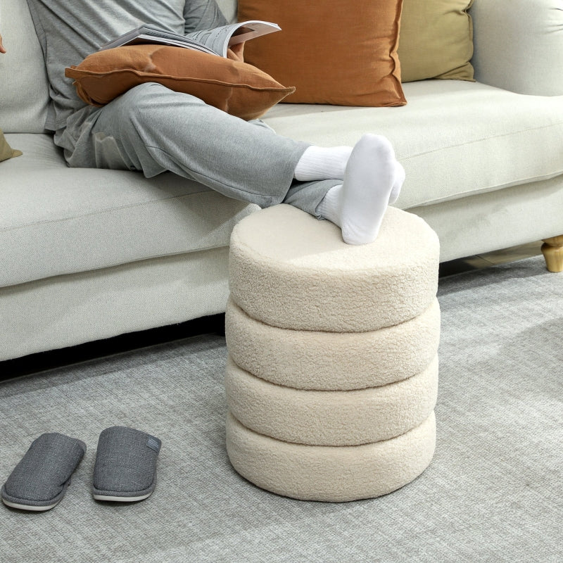Stool, Round, Up to 120 kg, Teddy Fleece Beige - Image 5