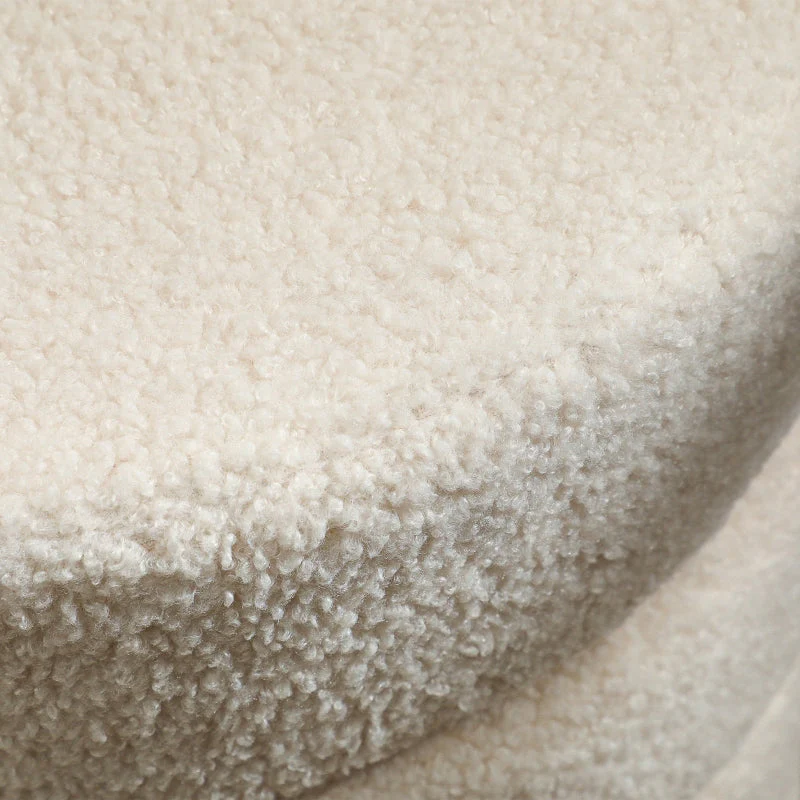 Stool, Round, Up to 120 kg, Teddy Fleece Beige - Image 8
