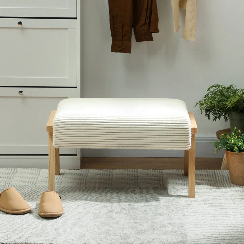 Stool, soft seat cushion, wooden legs, corduroy look cream white - Image 7
