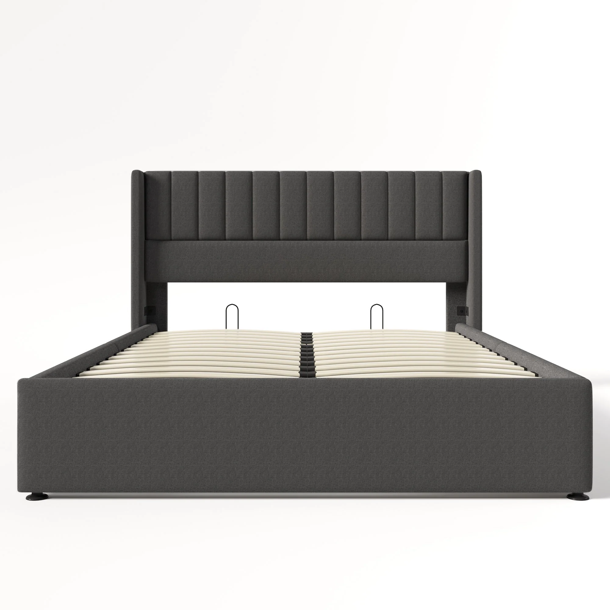 Storage Bed, Hydraulic Double 180x200cm, Linen Grey - Image 3