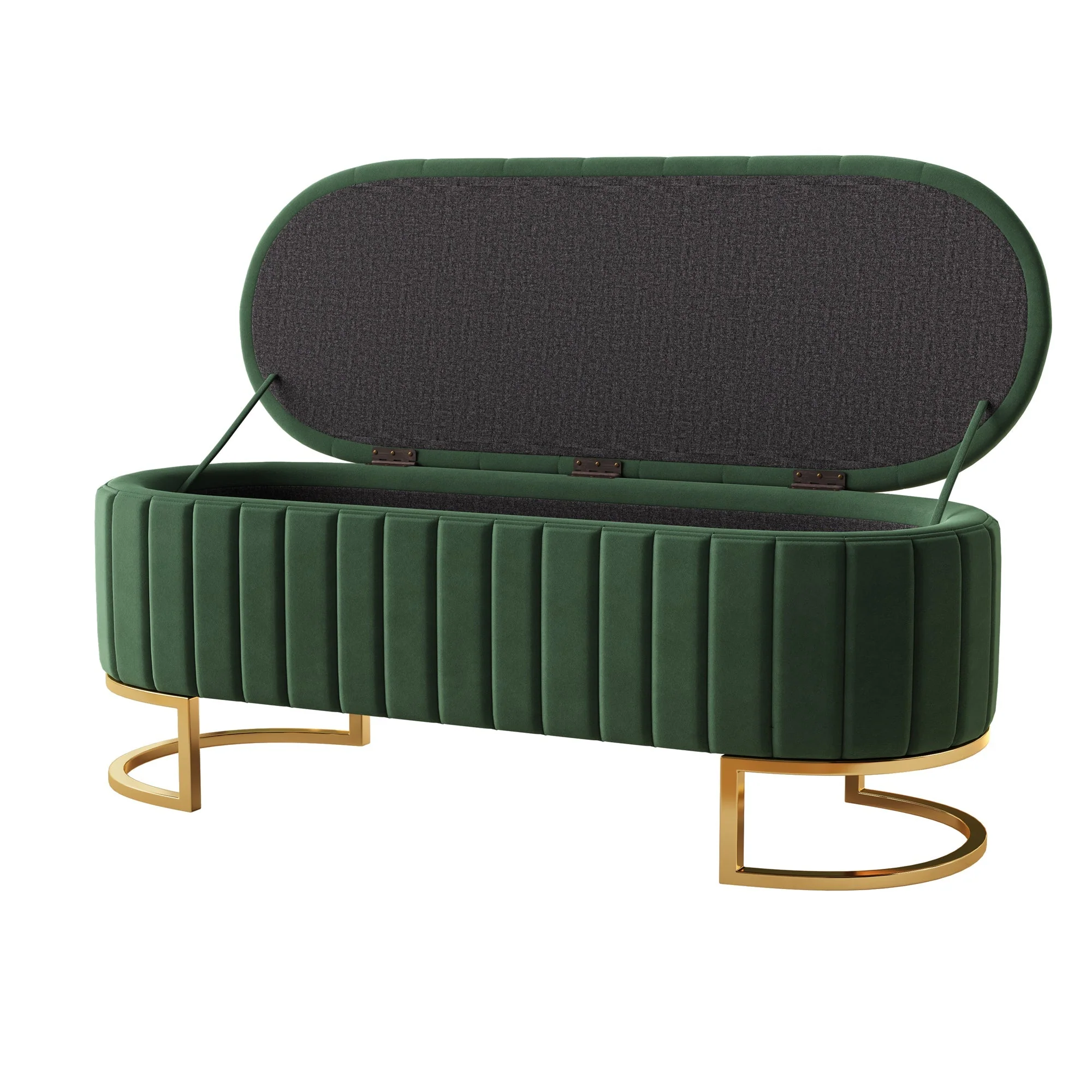 Storage Bench and Footstool with Storage Space, 120 x 40 cm, Green Velvet - Image 6