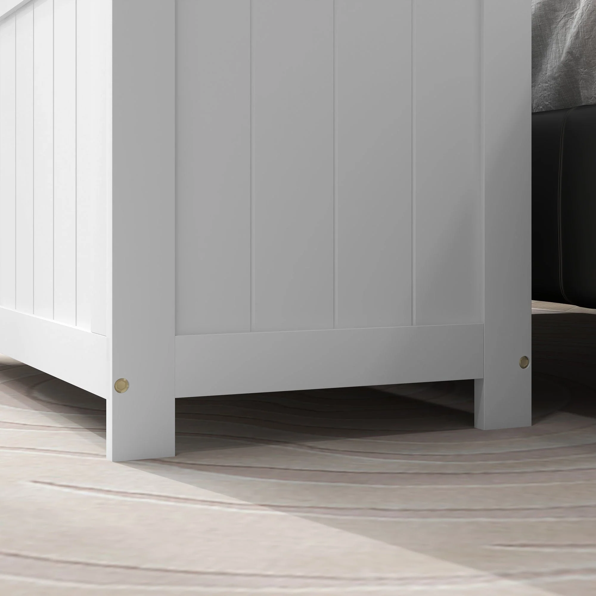 Storage Box Chest, Handle Lid, Living Room Bedroom, White - Image 8