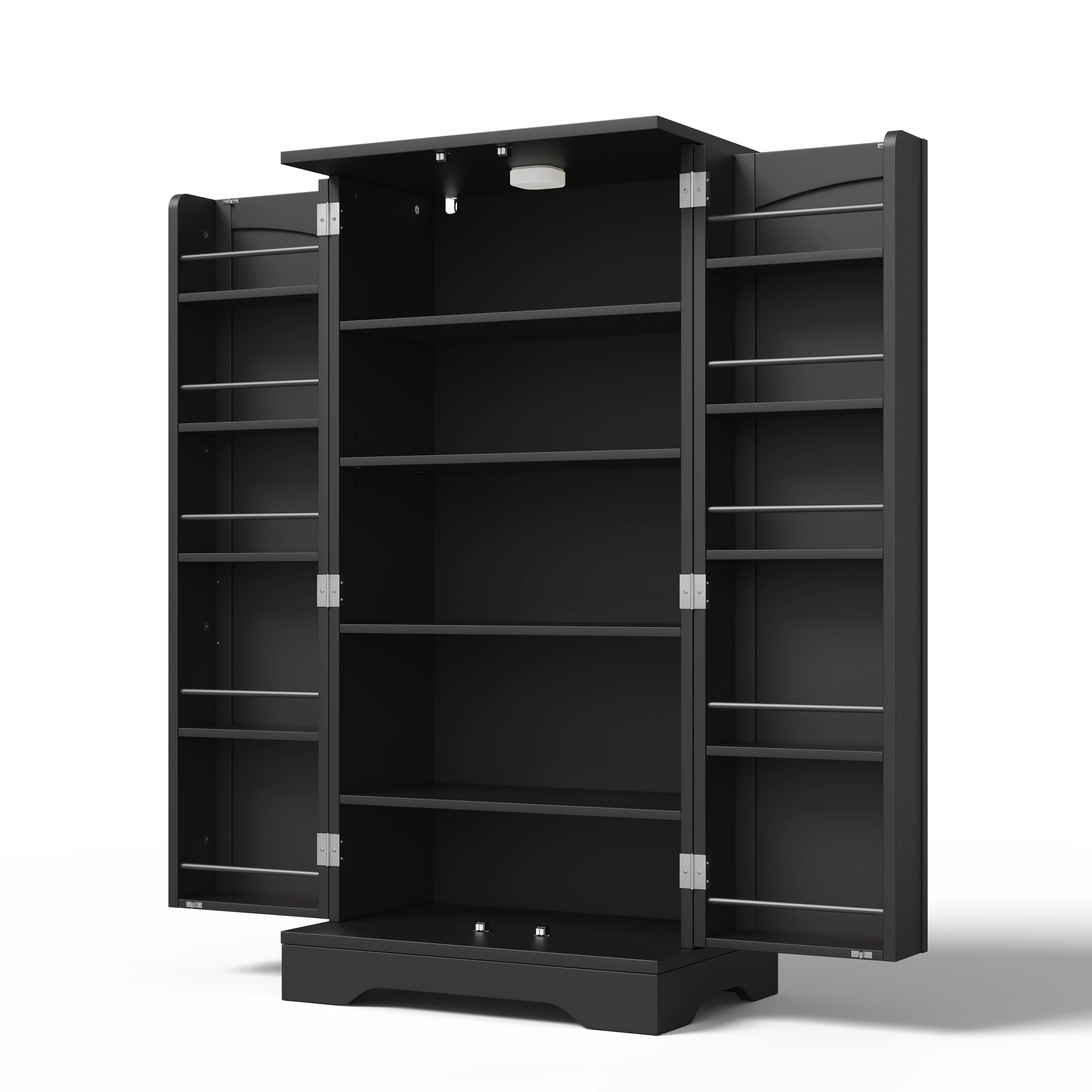 Storage Cabinet 2-Door LED Sensor Light Adjustable Shelves - Black - Image 8