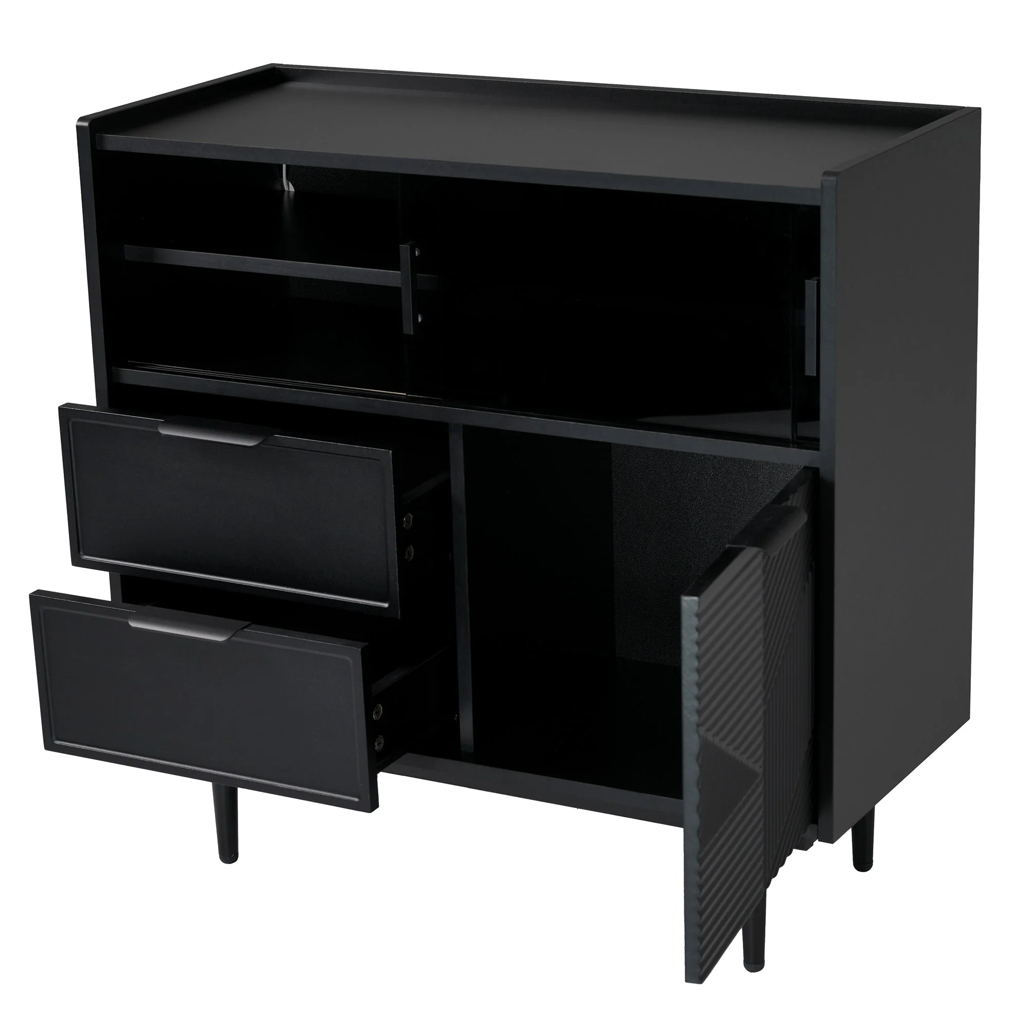 Storage Cabinet Sideboard 80 cm Glass Door, Light Strip - Image 7